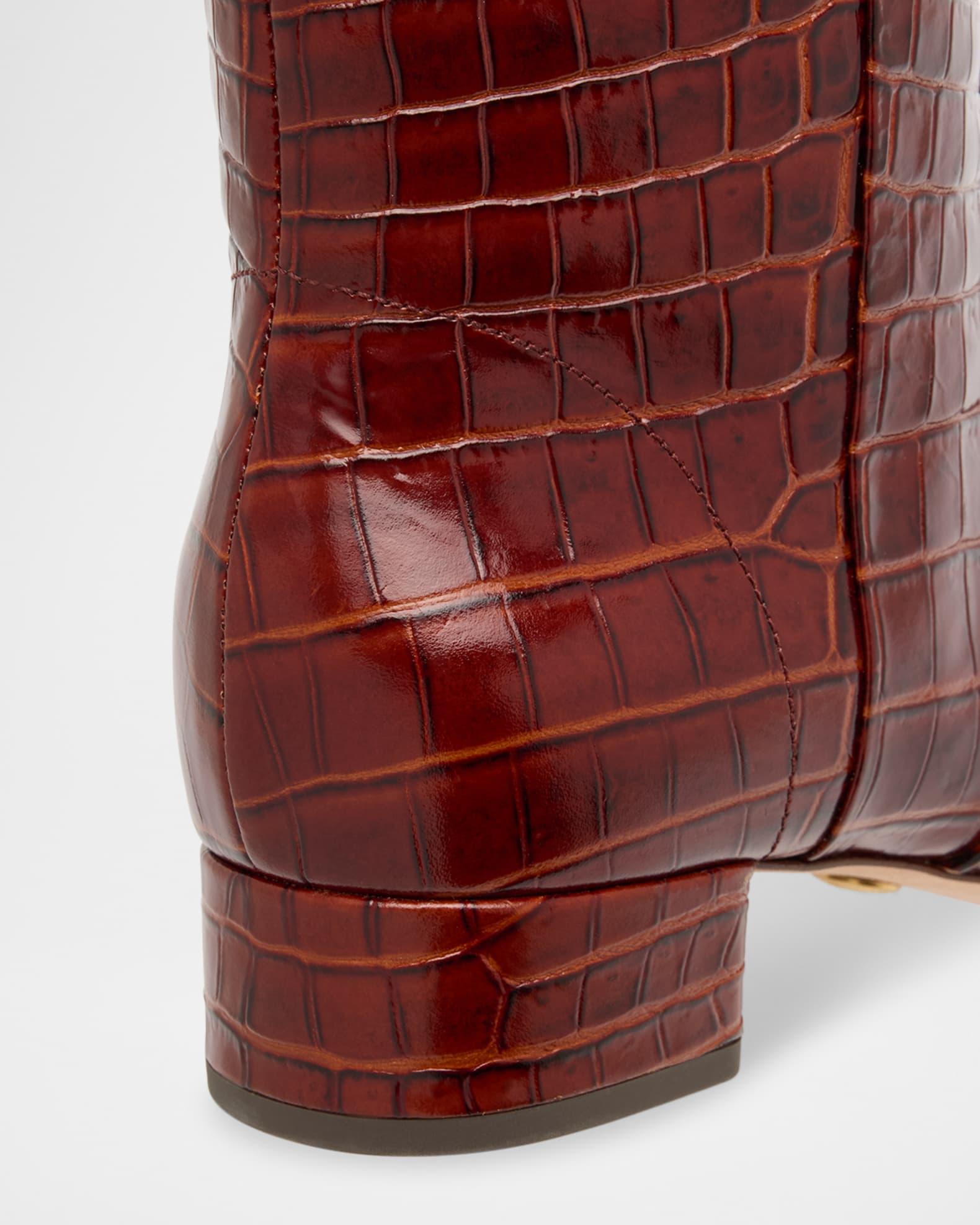 Cecile Croco Square-Toe Knee Boots Product Image