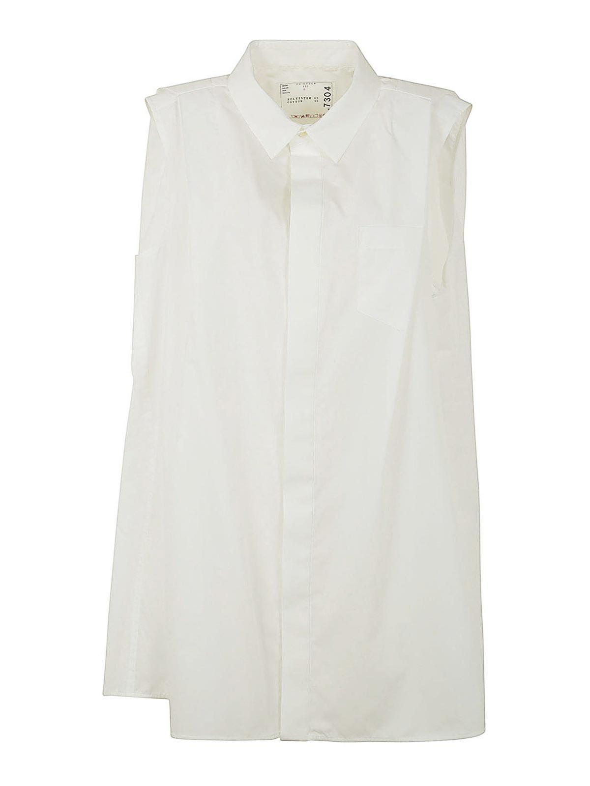 SACAI Sleeveless Poplin Shirt Dress In White Product Image