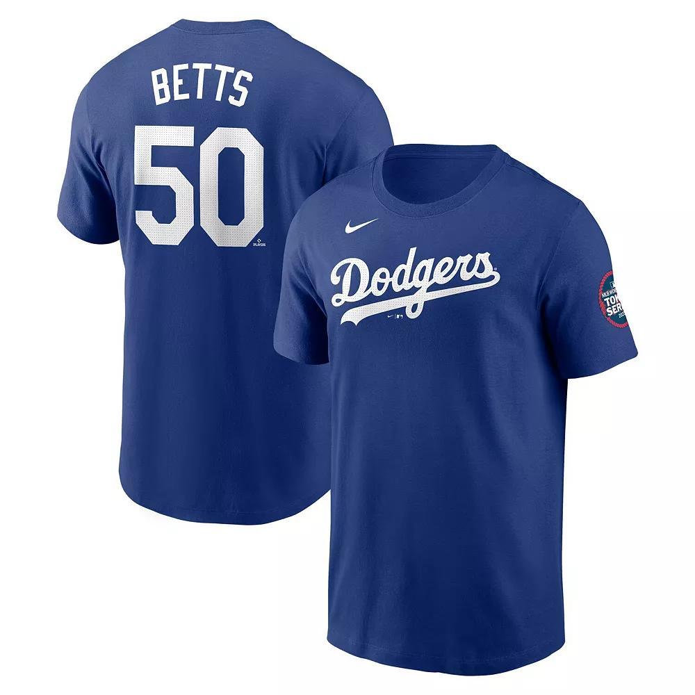 Men's Nike Mookie Betts Royal Los Angeles Dodgers 2025 MLB World Tour: Tokyo Series Name & Number T-Shirt, Size: Large, Blue Product Image