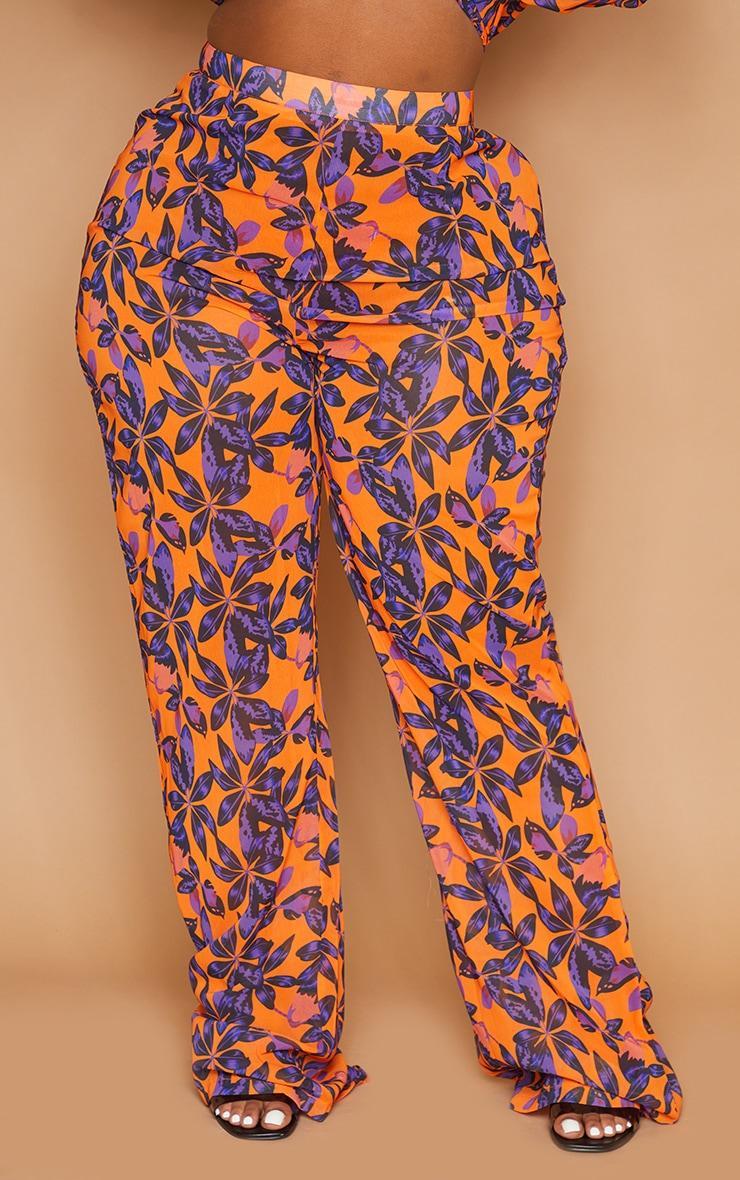 Plus Orange Print Beach Flares Product Image