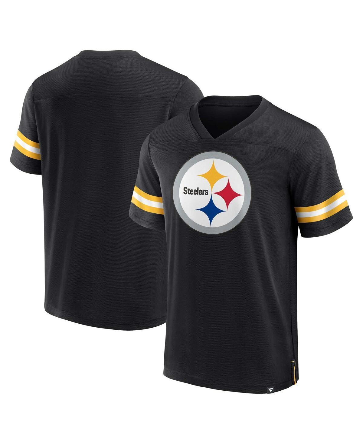 Mens Fanatics Black Pittsburgh Steelers Jersey Tackle V-Neck T-shirt Product Image