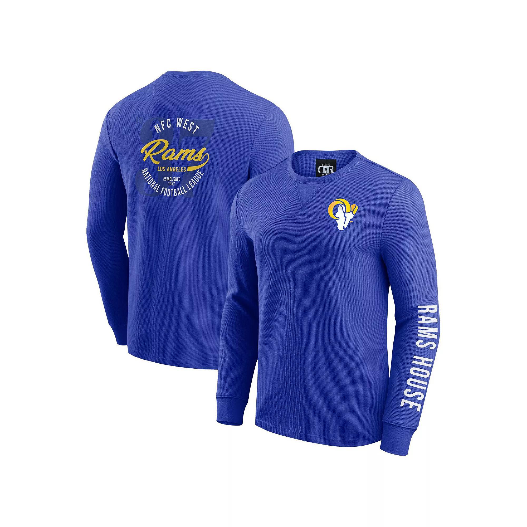 Men's Darius Rucker Collection by Fanatics Royal Los Angeles Rams Washed Waffle-Knit Long Sleeve T-Shirt,  Product Image