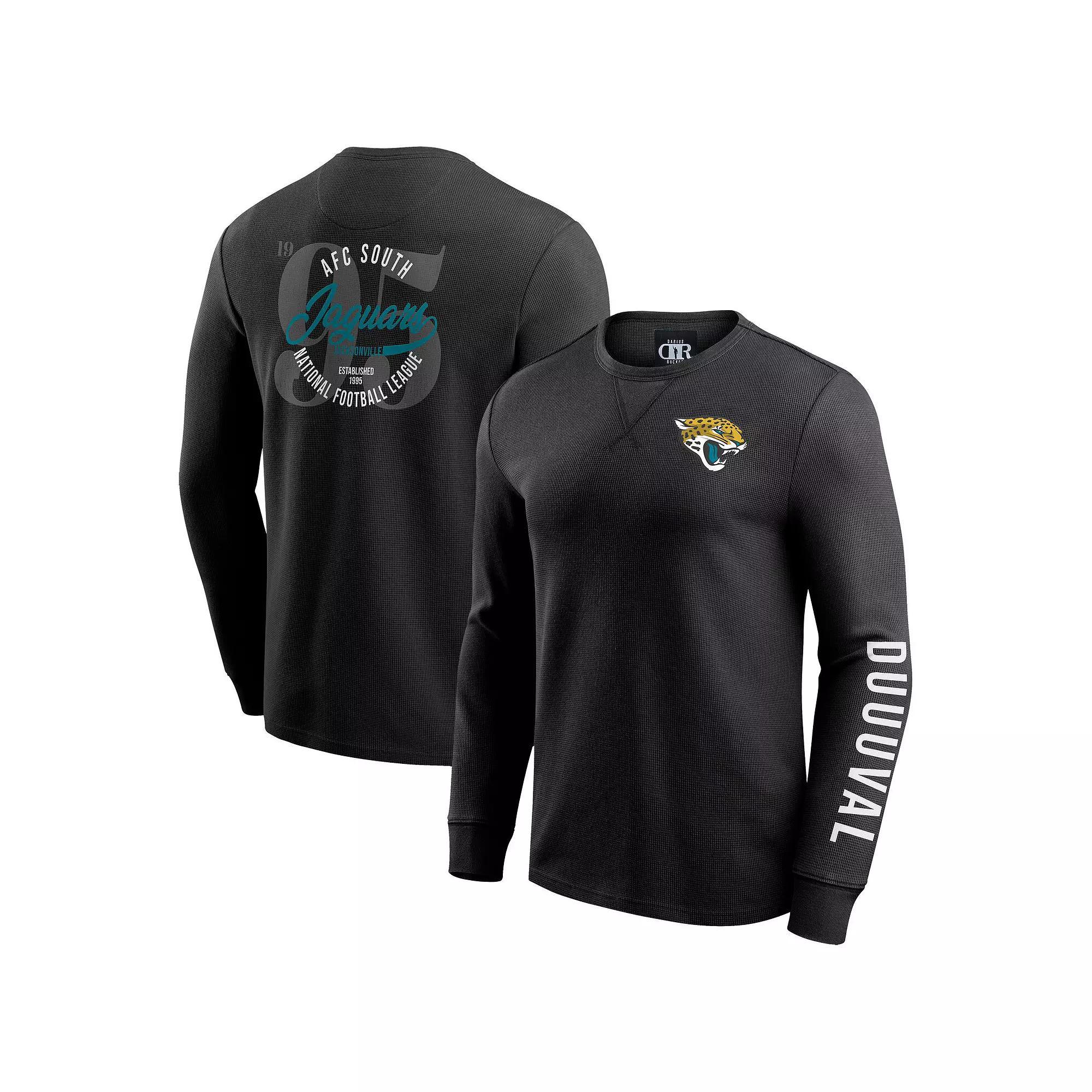 Men's Darius Rucker Collection by Fanatics Black Jacksonville Jaguars Washed Waffle-Knit Long Sleeve T-Shirt, Size: XL Product Image