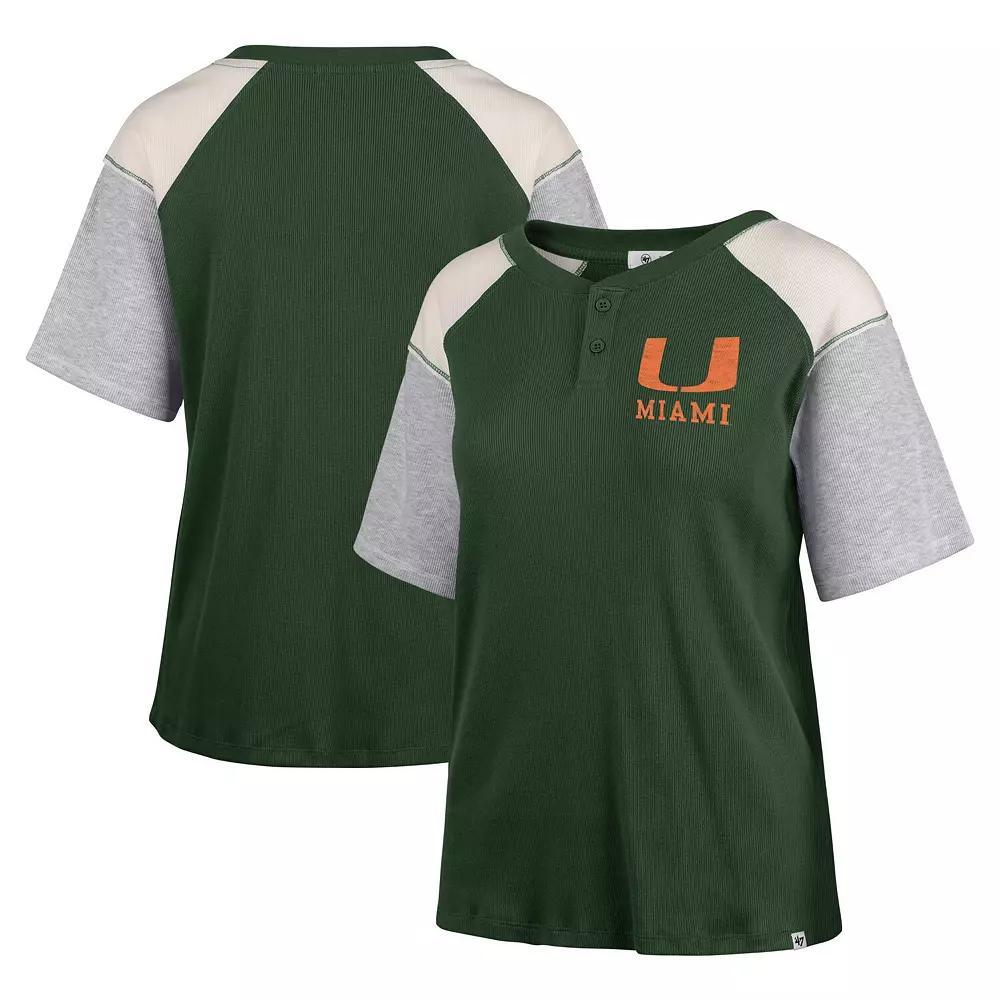 Women's '47 Green Michigan State Spartans Underline Harvey Colorblock Raglan Henley T-Shirt,  Product Image