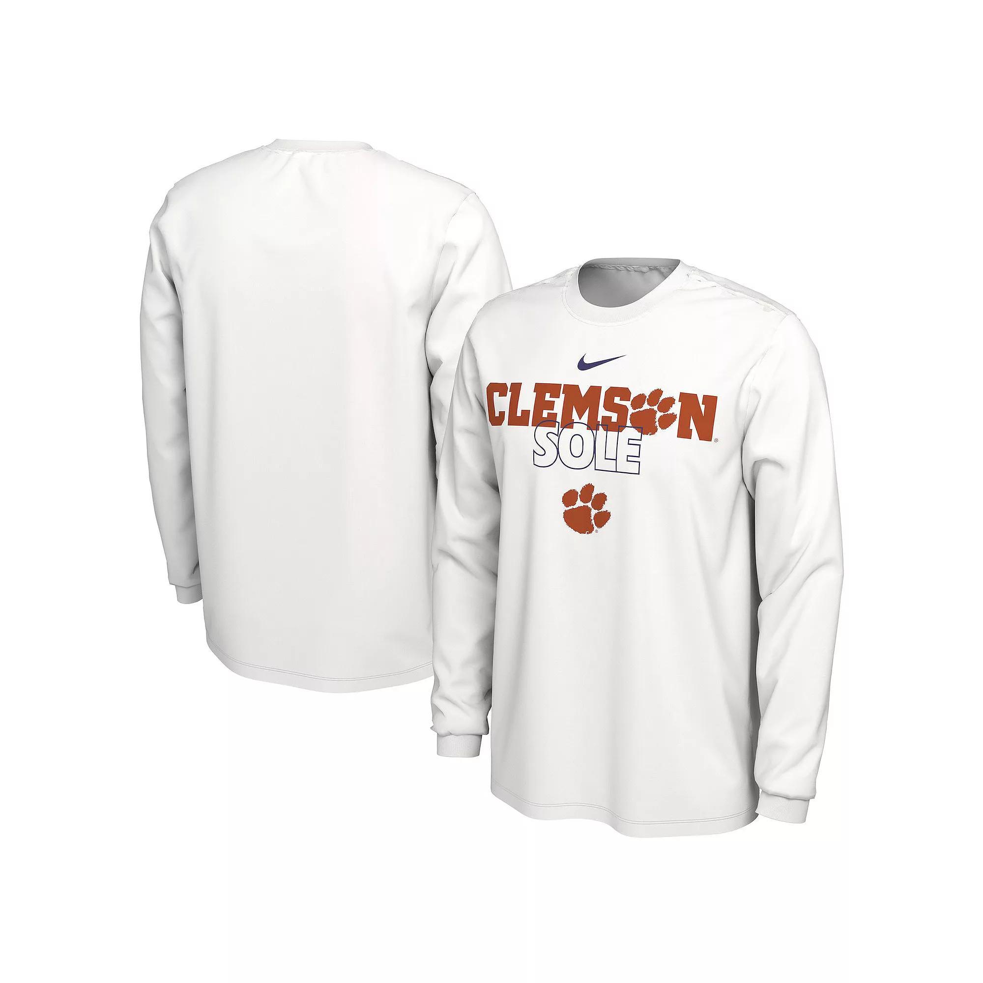 Nike White Clemson Tigers 2023 On Court Bench Long Sleeve T-Shirt, Men's, Size: Large, Team Product Image