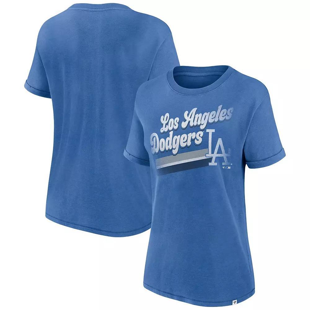 Women's Fanatics  Heather Royal Los Angeles Dodgers Heritage Snow Washed T-Shirt, Size: 2XL, Blue Product Image