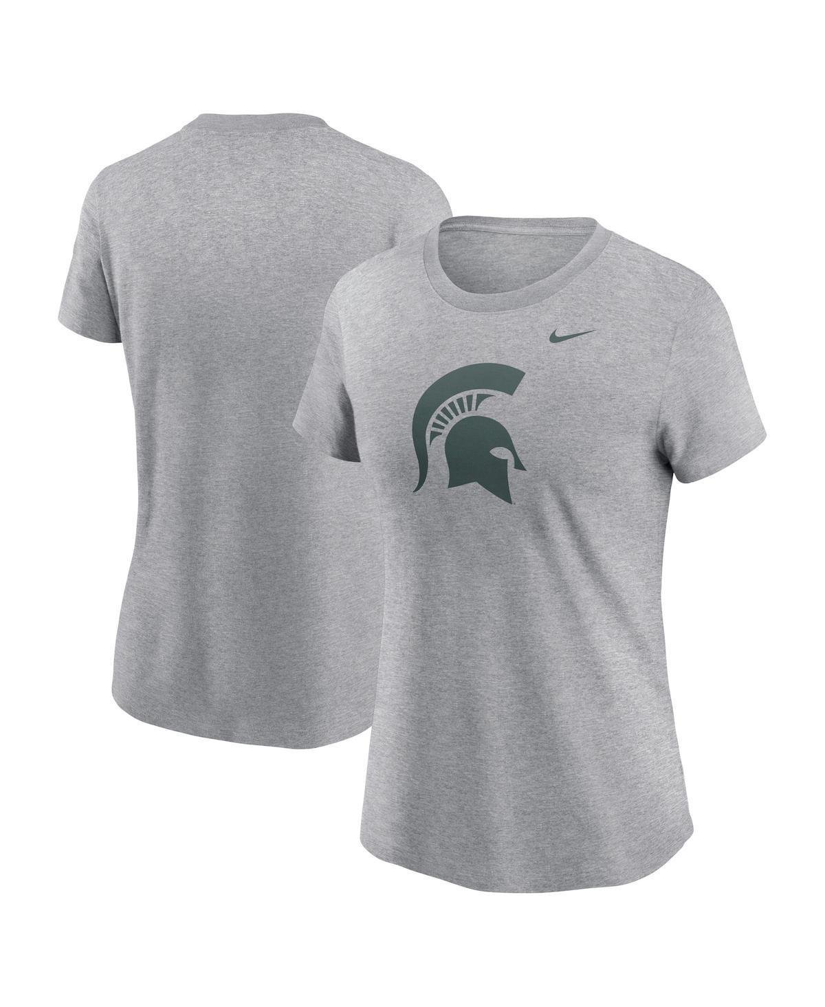 Nike Womens Heather Gray Michigan State Spartans Primetime Evergreen Logo T-Shirt Product Image