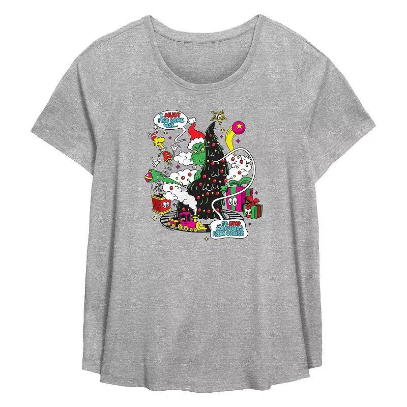 Plus Size Dr. Seuss Grinch Must Find A Way Flowy Graphic Tee, Women's, Size: 0X, Grey Gray Product Image