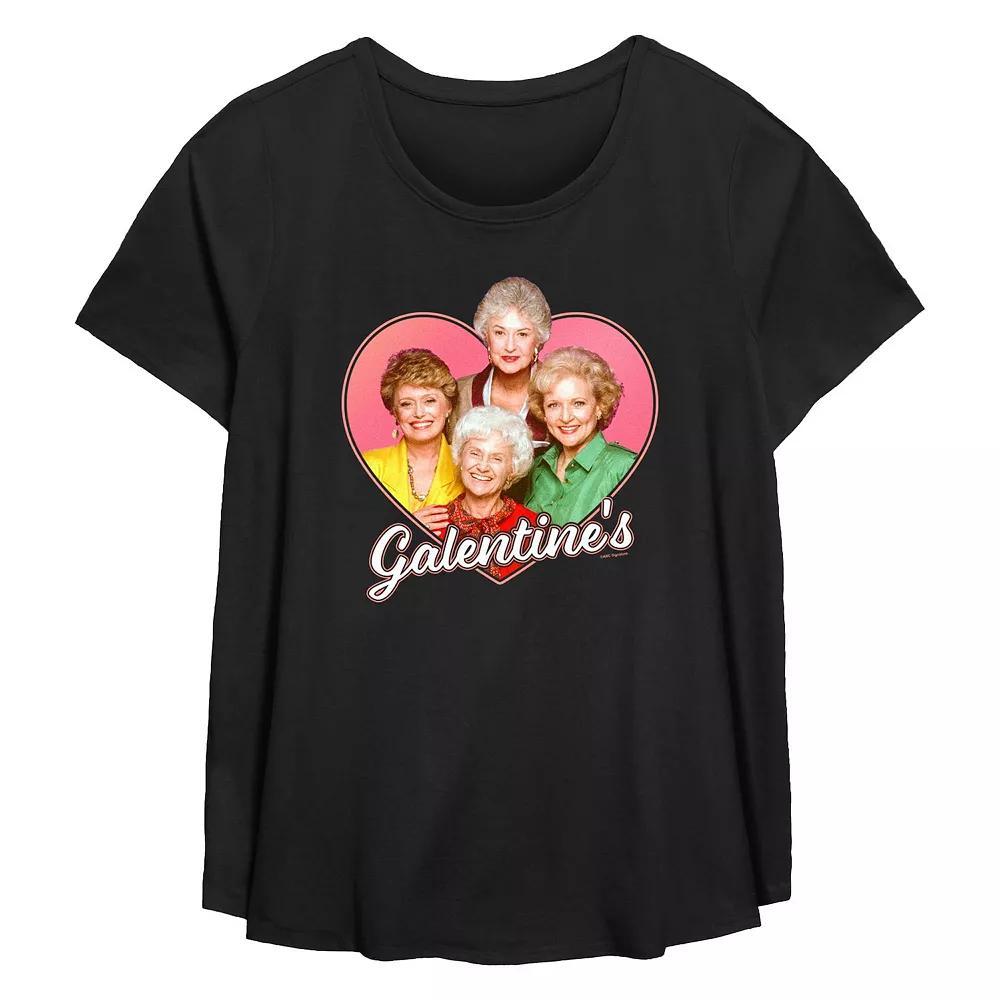 Plus Size The Golden Girls Galentine's Flowy Graphic Tee, Women's, Size: 0X, Black Product Image