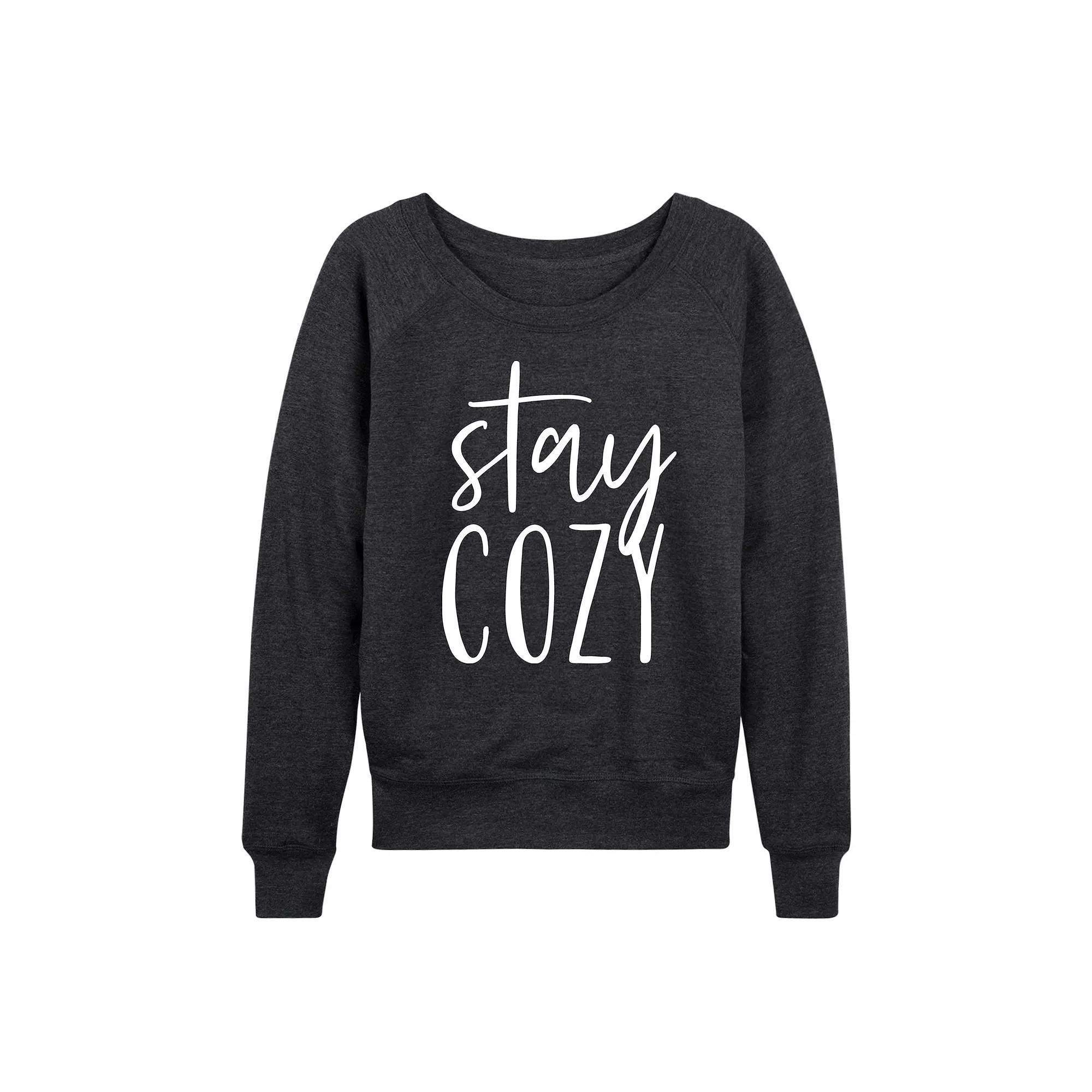 Women's Stay Cozy French Terry Long Sleeve Tee, Girl's, Size: Small, Heather Grey Product Image