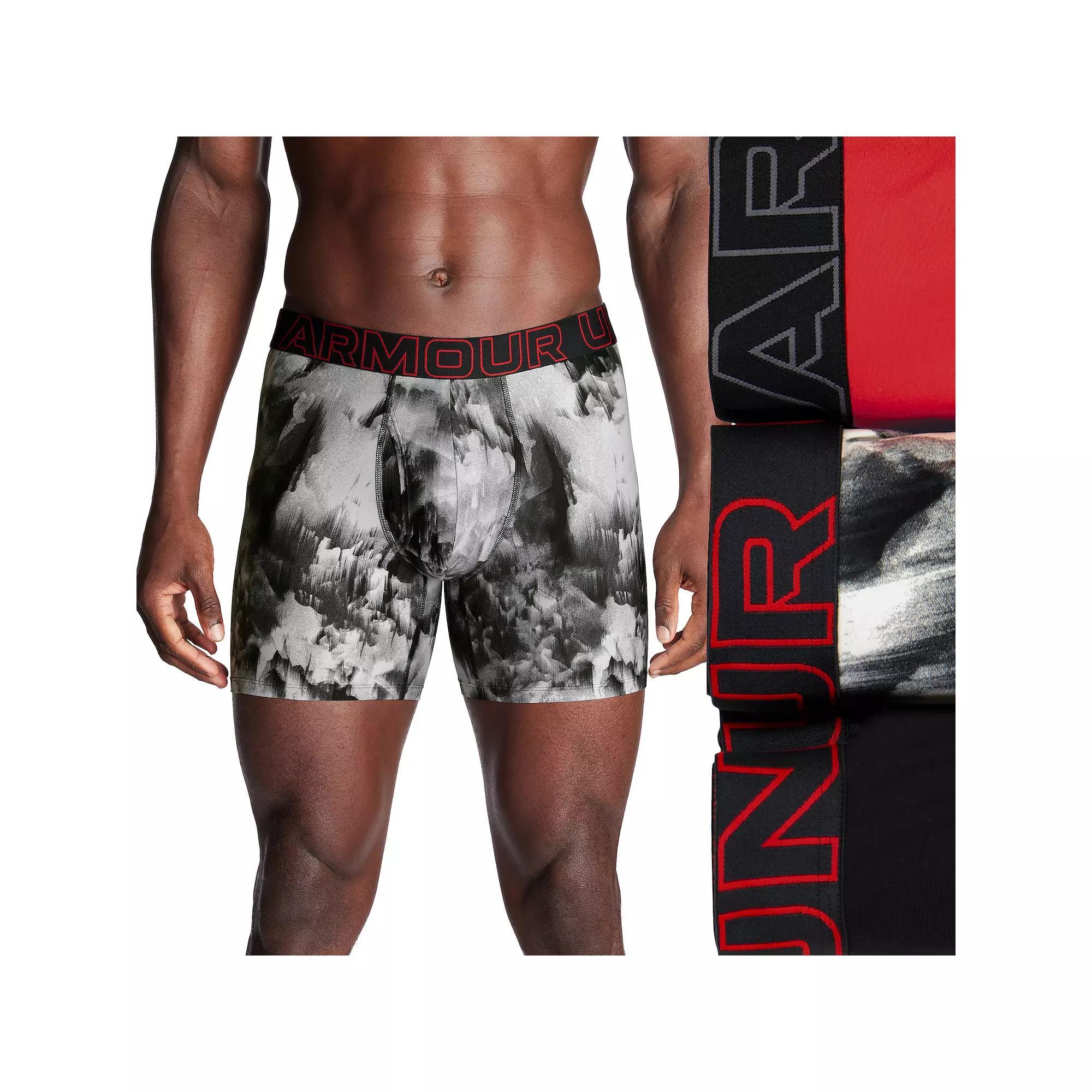 Men's Under Armour 3-pack Performance Tech Fashion 6-in. Boxer Briefs, Size: 5XL, Red Product Image