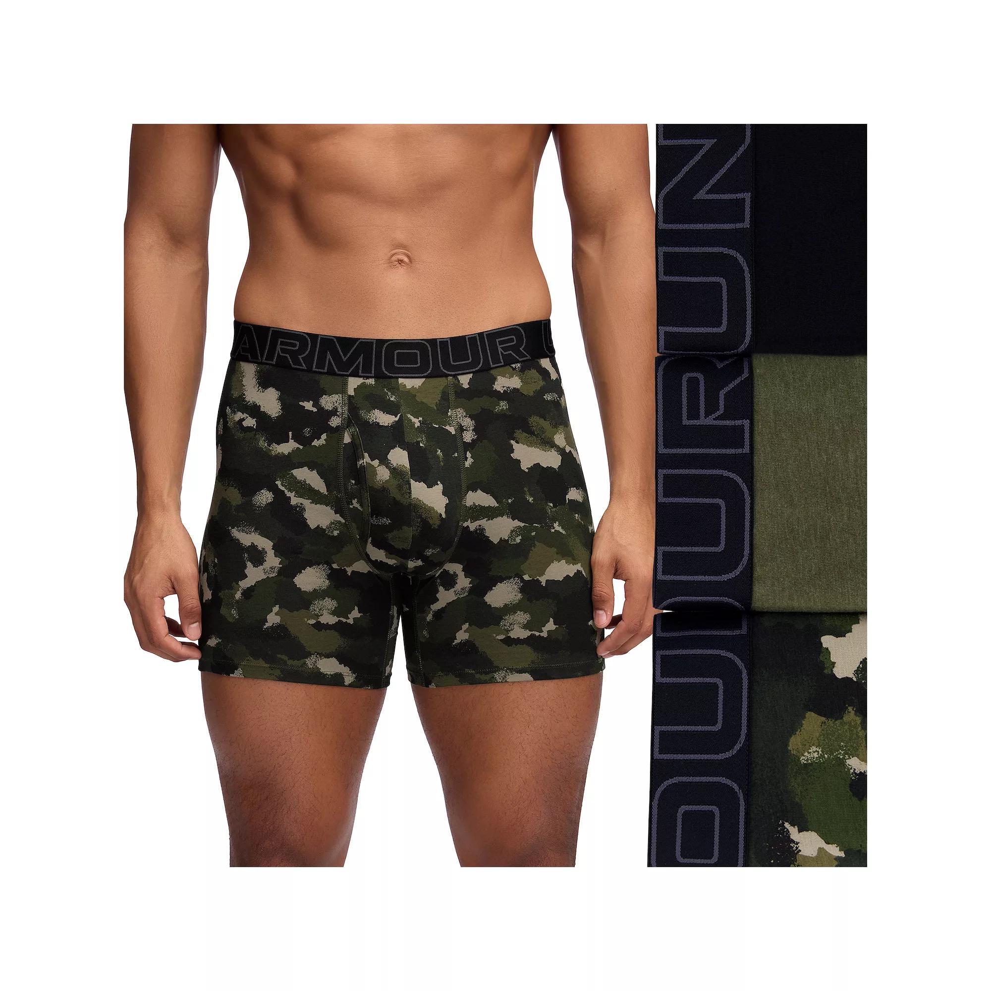 Men's Under Armour 3-pack Performance Cotton Stretch Printed 6-in. Boxer Briefs,  Product Image