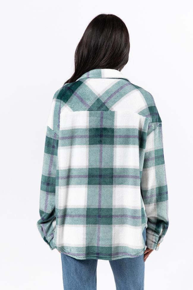 Wind Down Green Fleece Plaid Shacket FINAL SALE Product Image