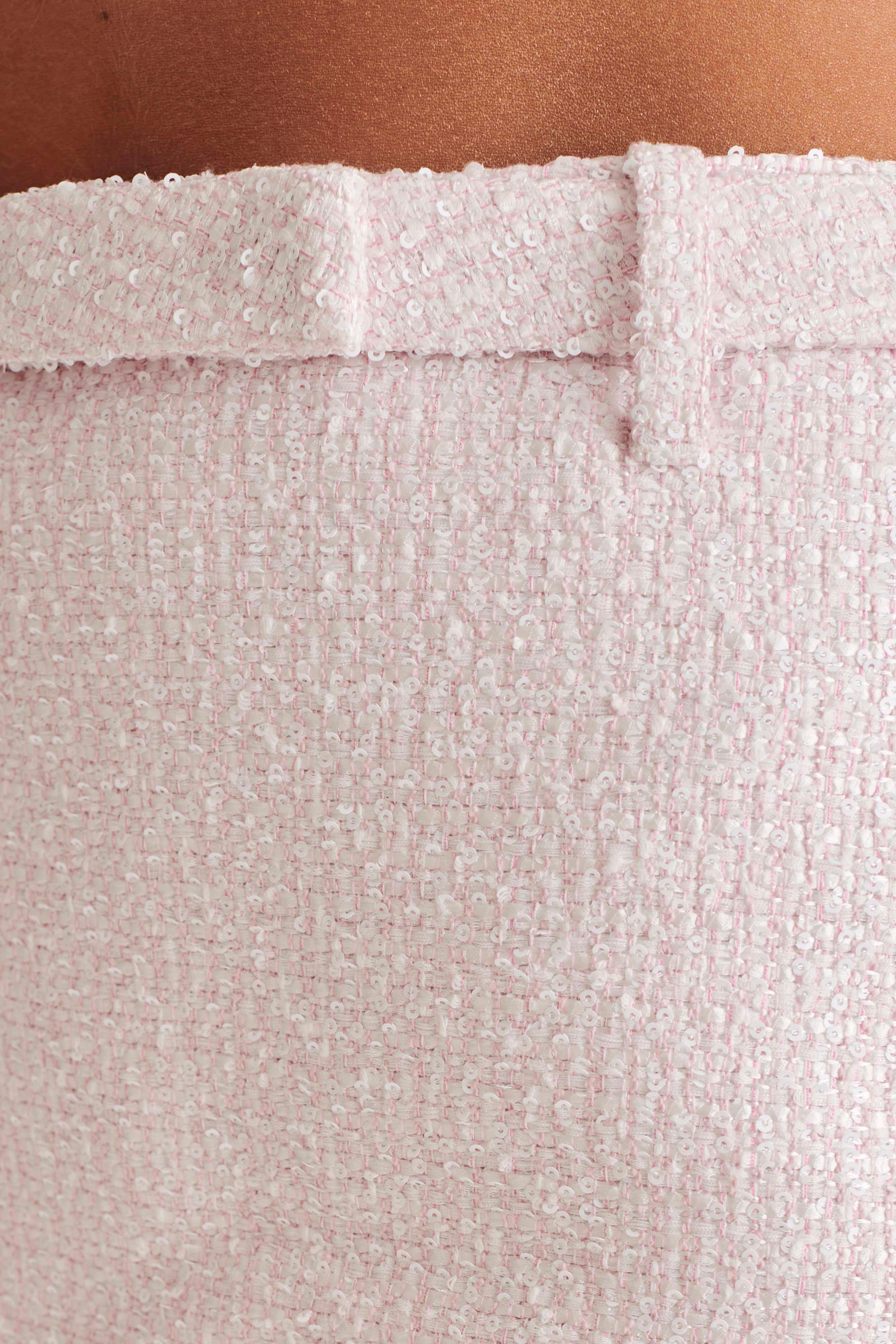 Mercer Tweed Mini Skirt - Fairy Floss Pink Product Image