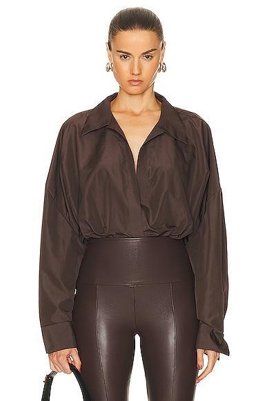 Oversized Boyfriend Shirt Bodysuit Norma Kamali Product Image