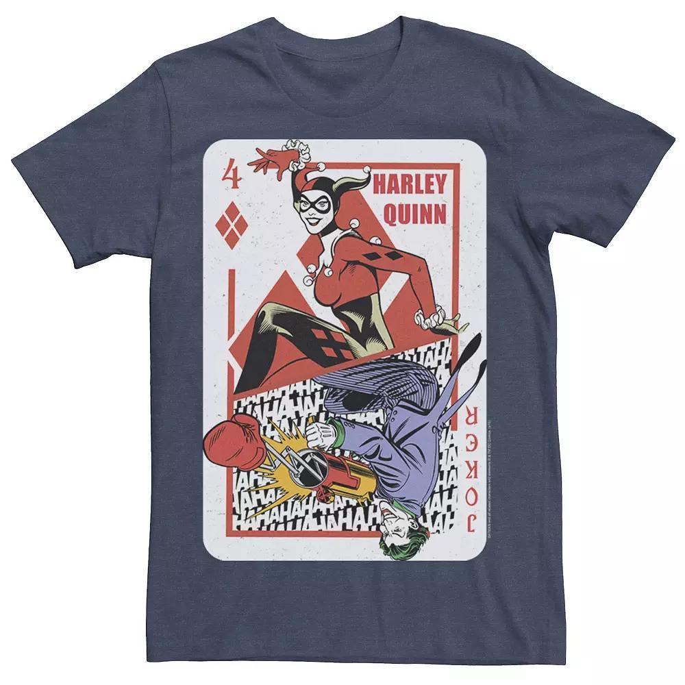 Mens DC Comics Harley Quinn Joker Playing Card Tee, Men's, Size: XL, Grey Heather Product Image