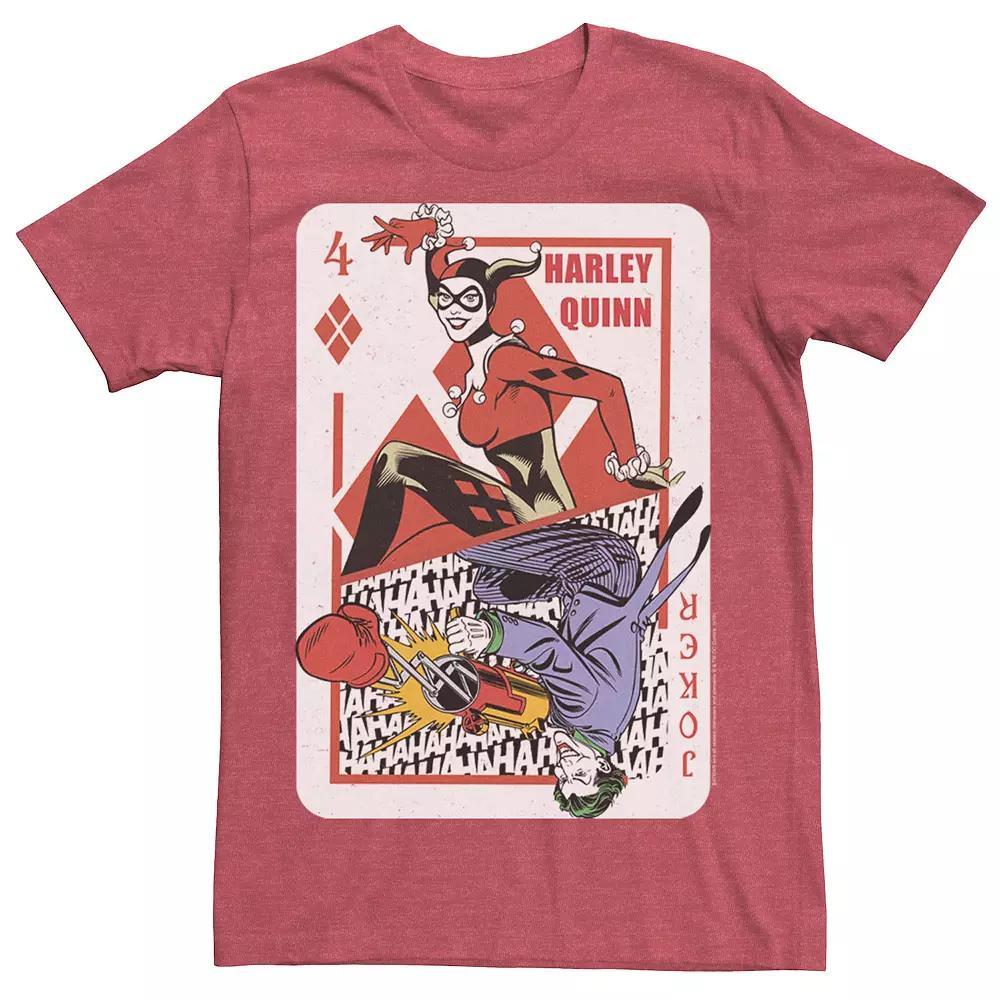 Mens DC Comics Harley Quinn Joker Playing Card Tee, Men's, Size: XL, Grey Heather Product Image