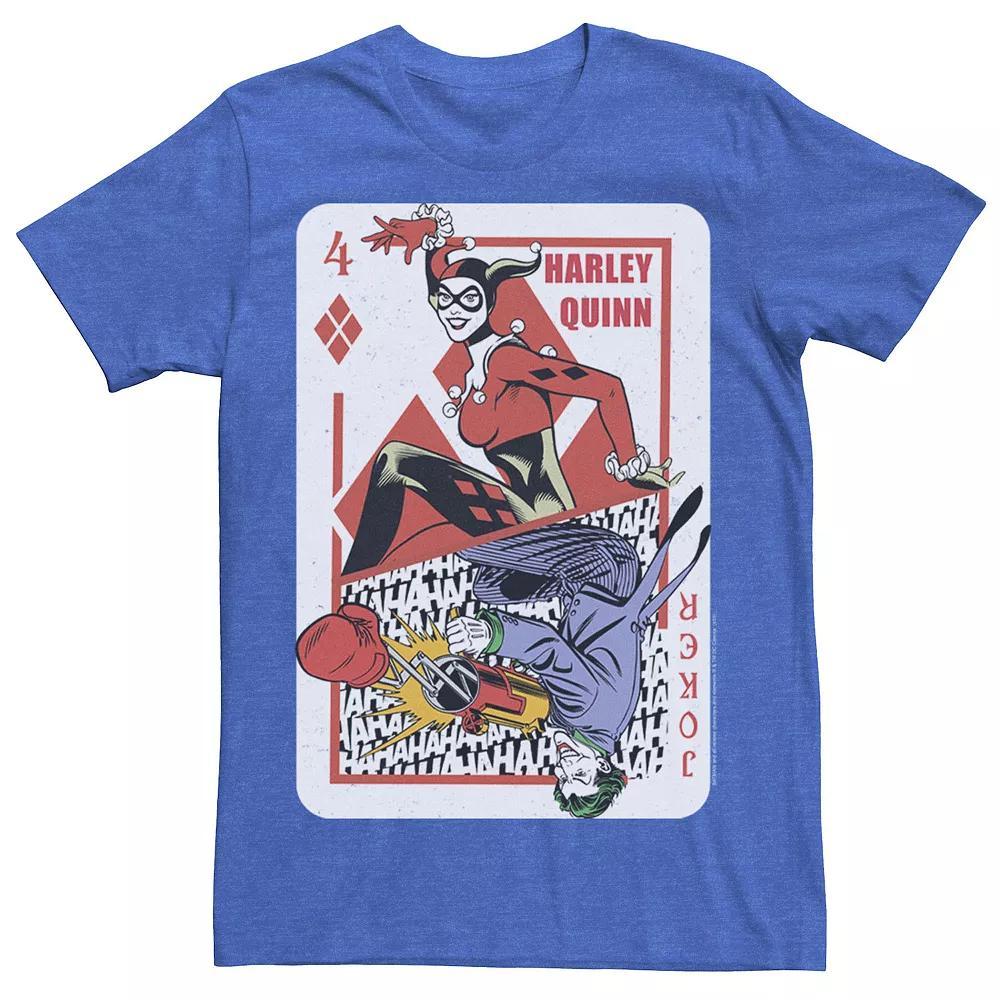 Mens DC Comics Harley Quinn Joker Playing Card Tee, Men's, Size: XL, Grey Heather Product Image