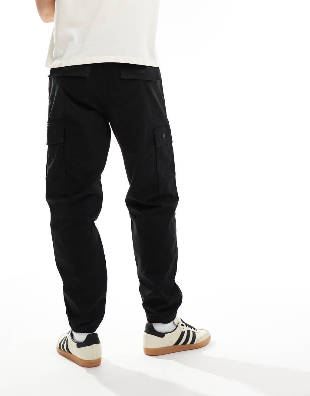 Pull&Bear basic cargo pants in black Product Image