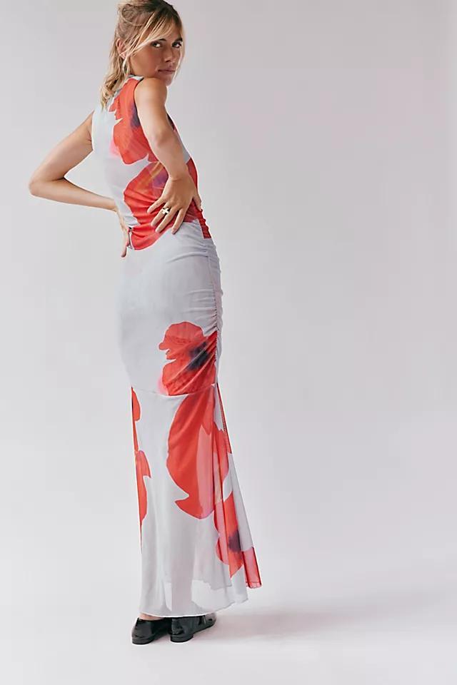 Saemdi Red Floral Mesh Maxi Dress Product Image