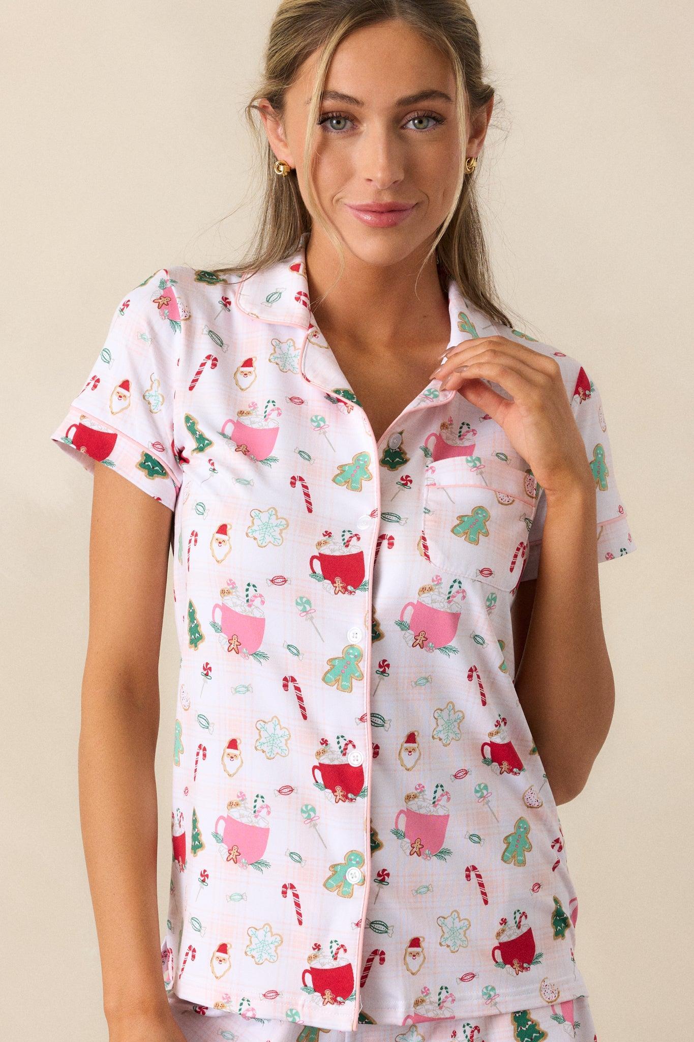 Peppermint Cocoa Bliss Ivory Pajama Top Product Image