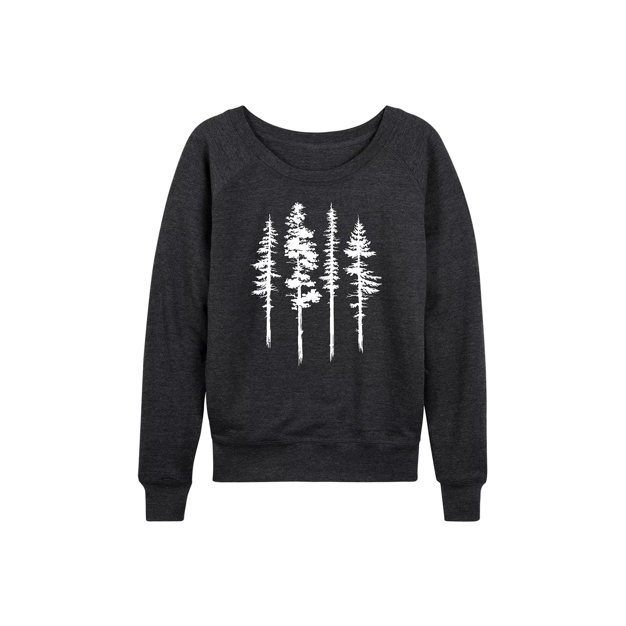 Women's Abstract Trees French Terry Long Sleeve Tee,  Product Image