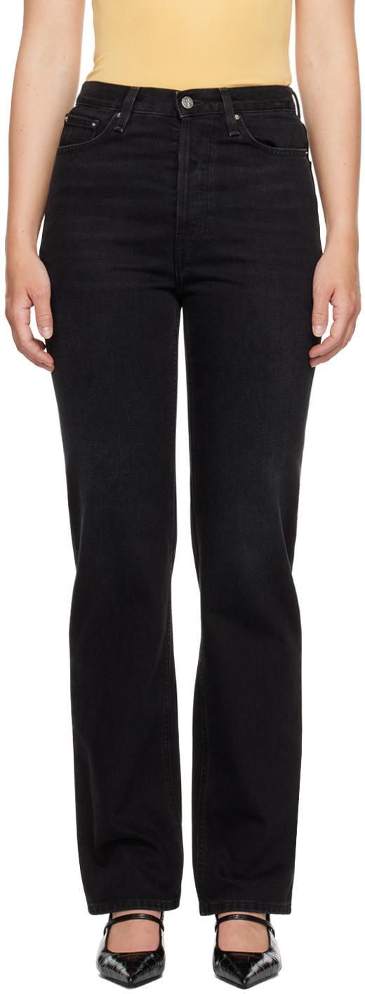 TOTÊME Logo-button High-waisted Jeans In Black Product Image