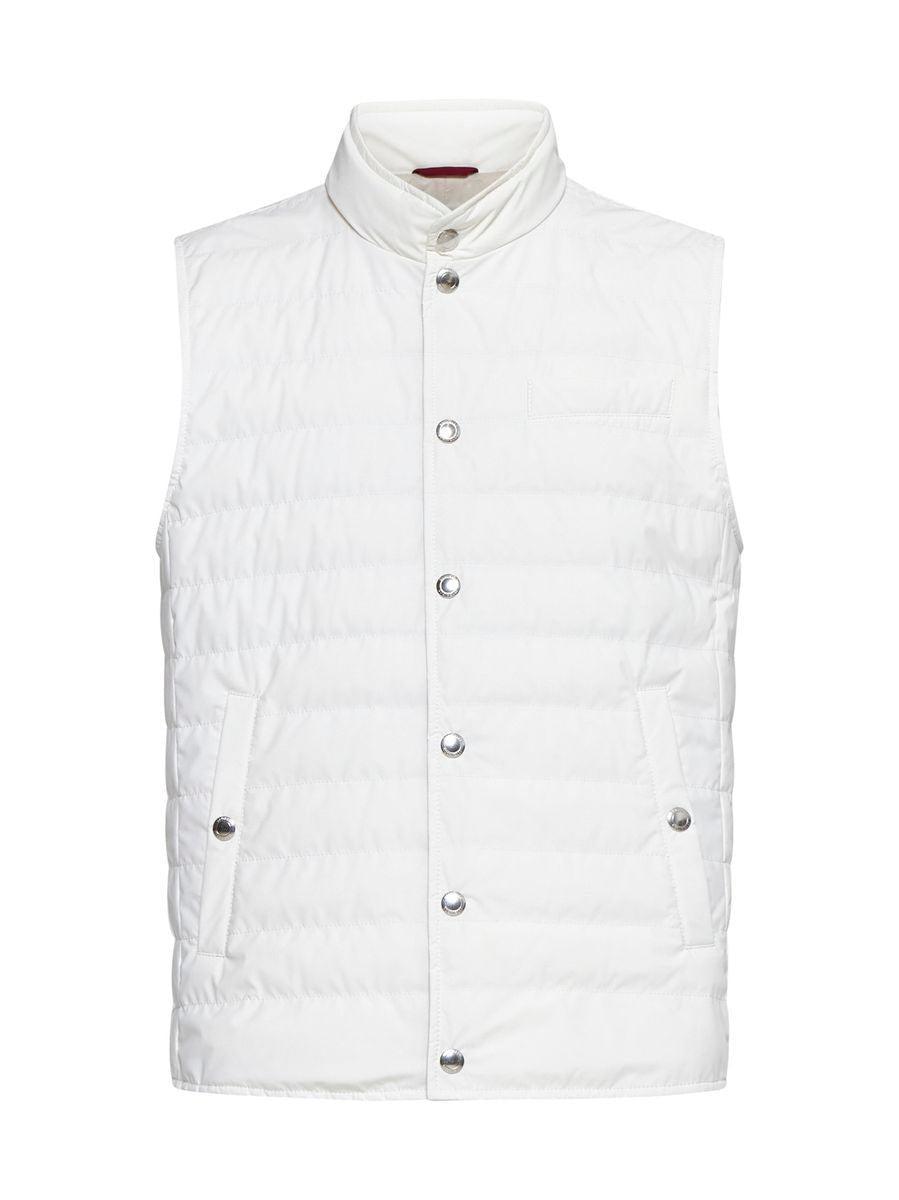 BRUNELLO CUCINELLI Nylon Down Vest In White Product Image