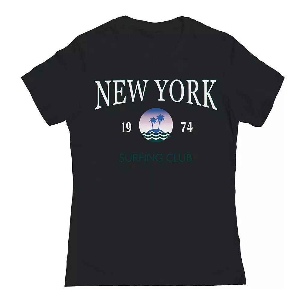 Junior's New York Surfing Club Womens Graphic Tee, Girl's, Size: Small, Black Product Image