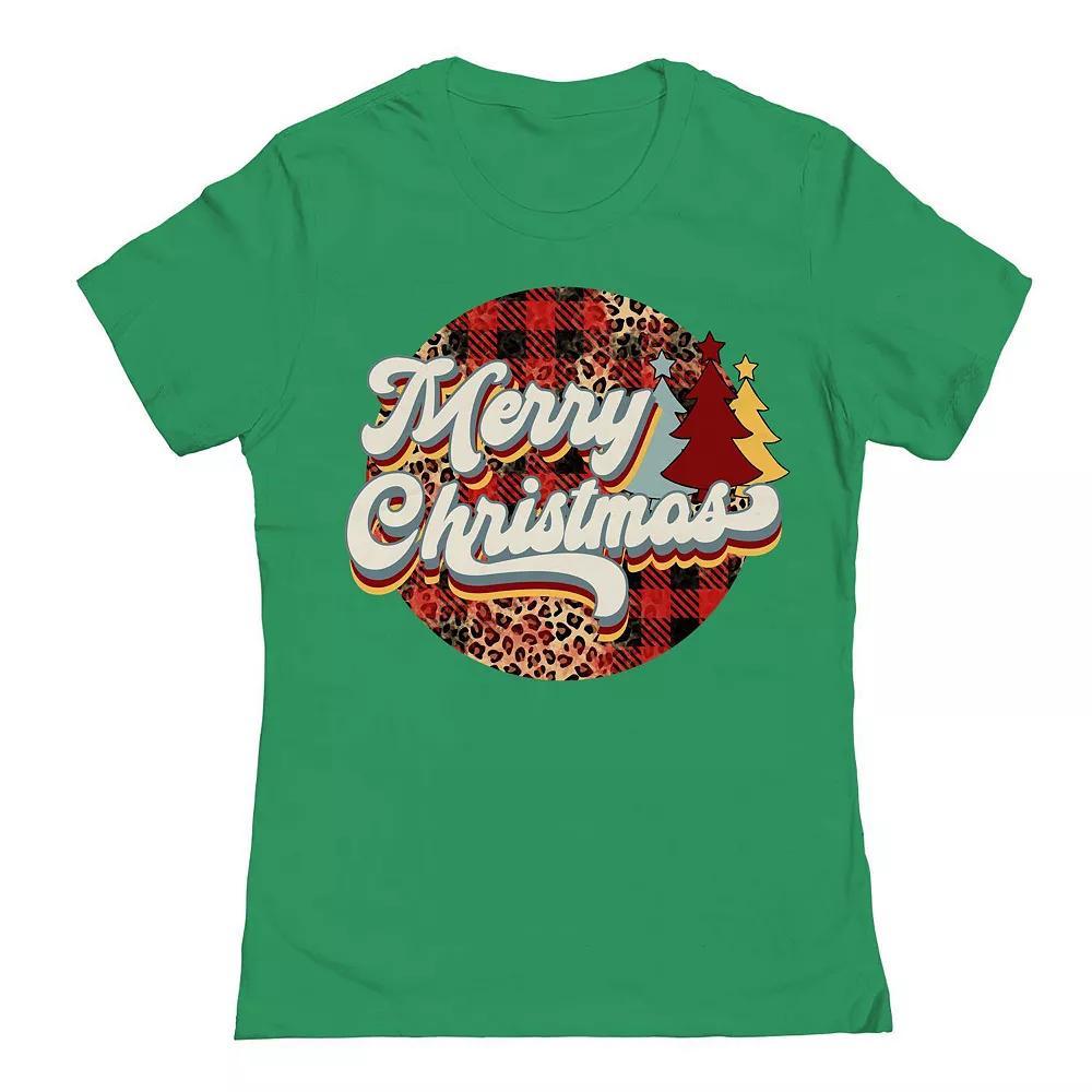 Junior's Merry Christmas Red Plaid Christmas Graphic Tee, Women's,  Product Image