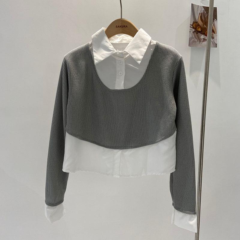 Collar Panel Mock Two Piece Sweater Product Image