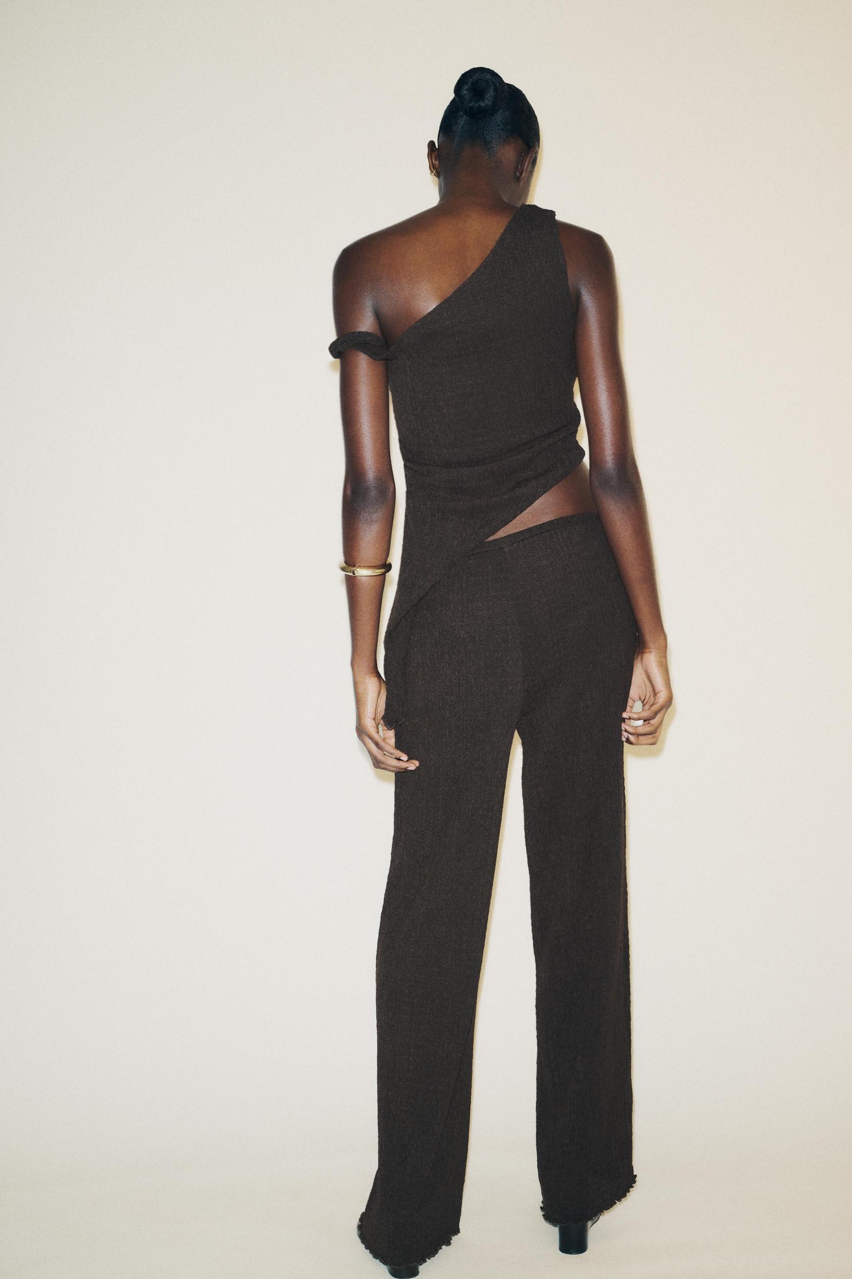 TEXTURED WIDE LEG PANTS Product Image