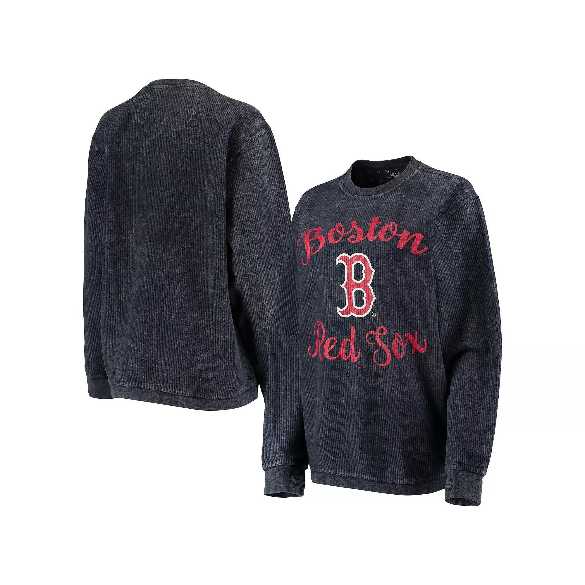 Women's G-III 4Her by Carl Banks Navy Boston Red Sox Script Comfy Cord Pullover Sweatshirt,  Product Image