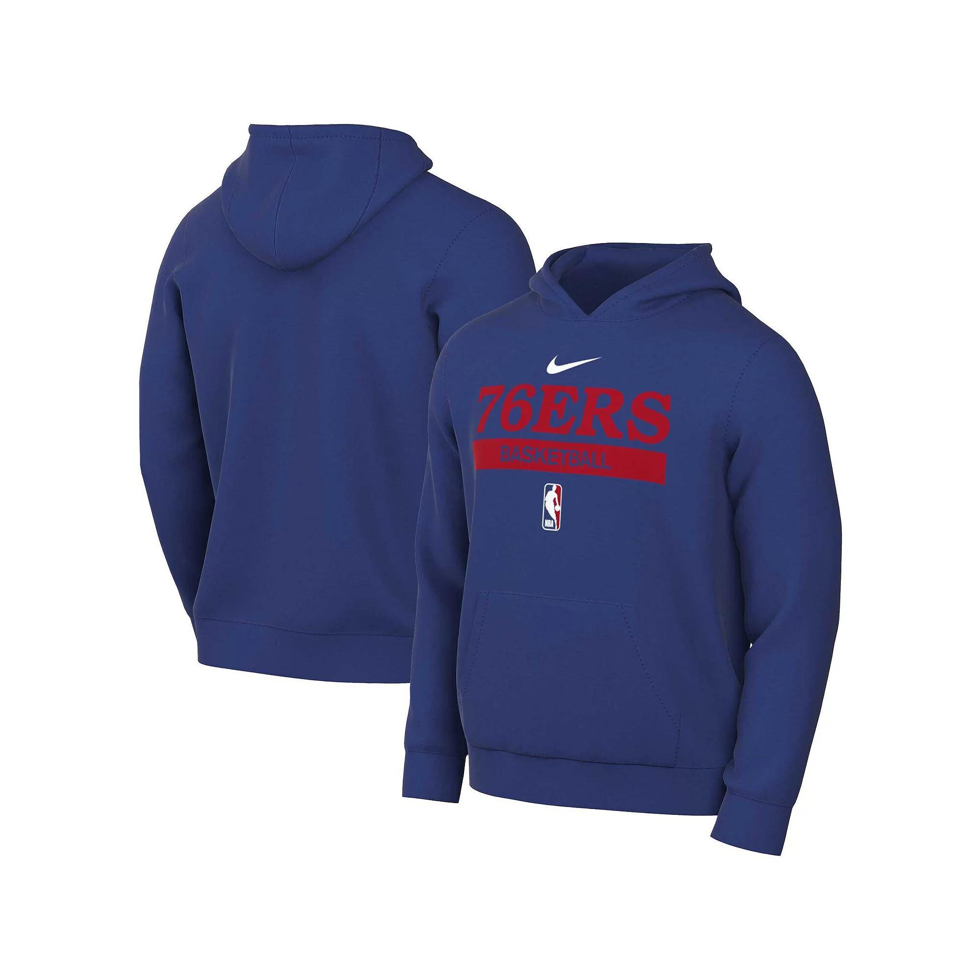Men's Nike Navy Philadelphia 76ers 2022/23 Spotlight On-Court Practice Performance Pullover Hoodie,  Product Image
