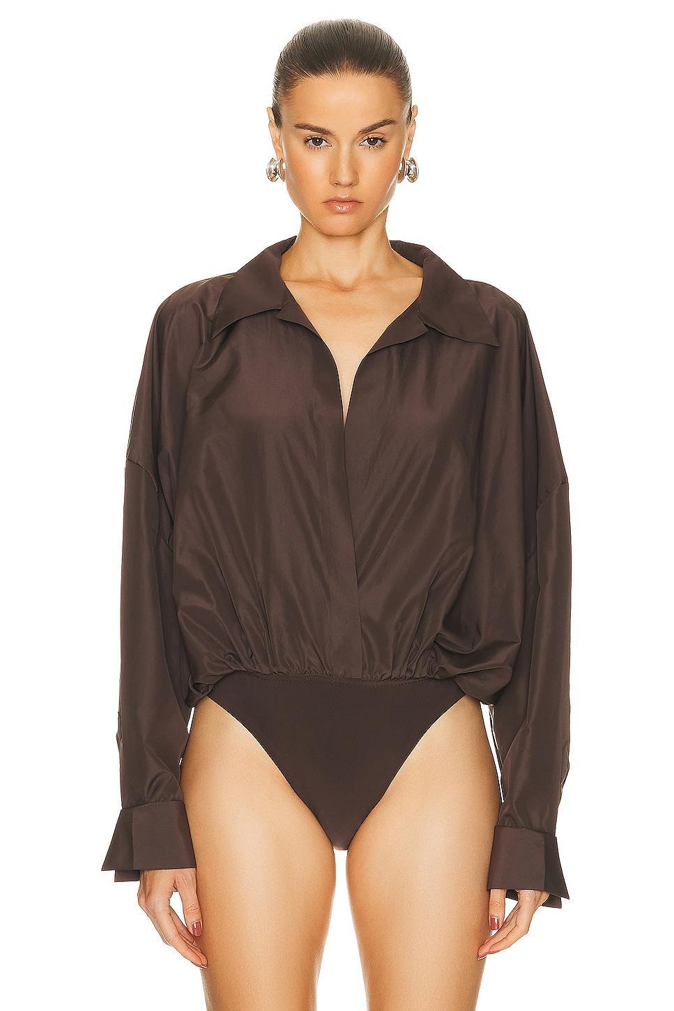 Oversized Boyfriend Shirt Bodysuit Norma Kamali Product Image