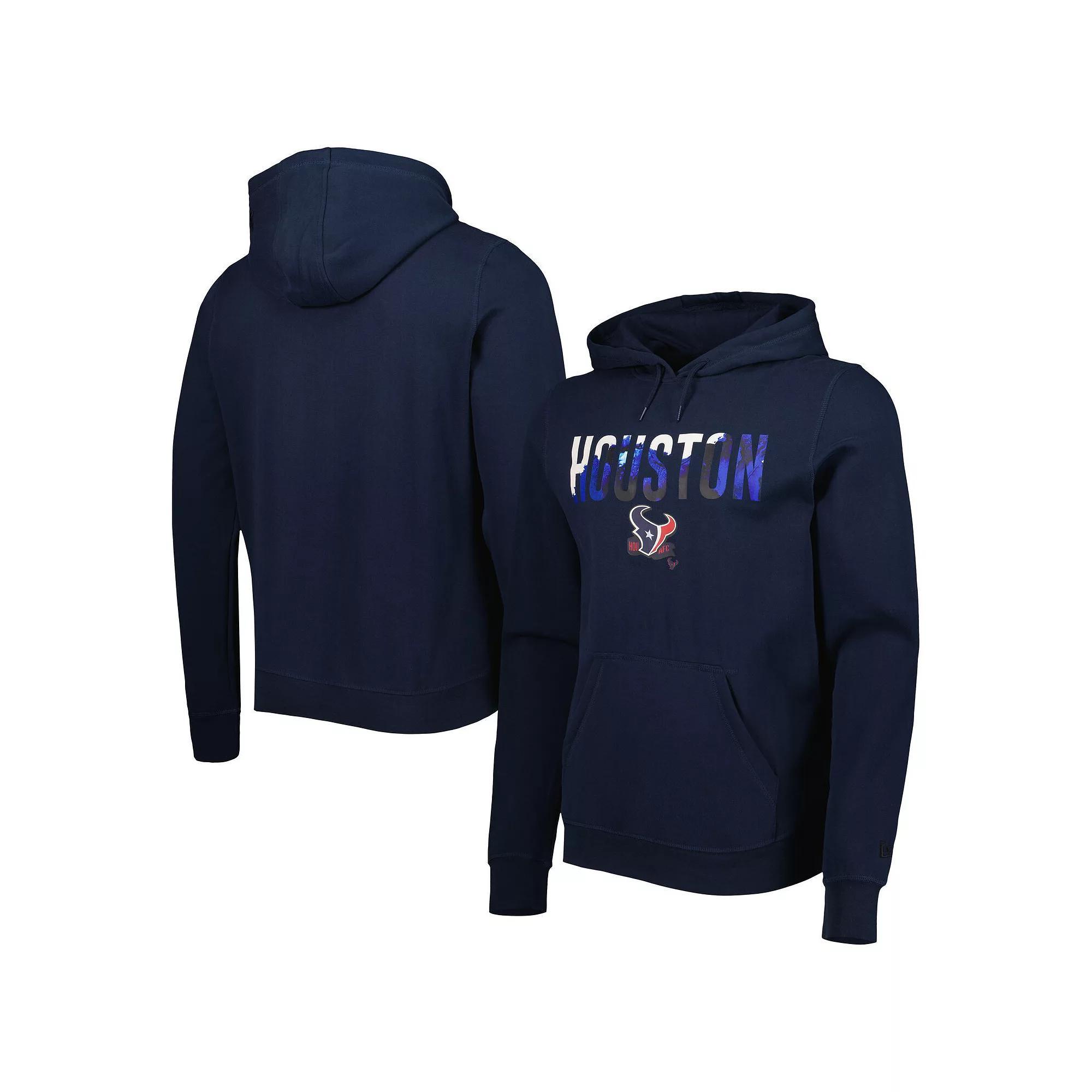 Men's New Era Navy Houston Texans Ink Dye Pullover Hoodie,  Product Image