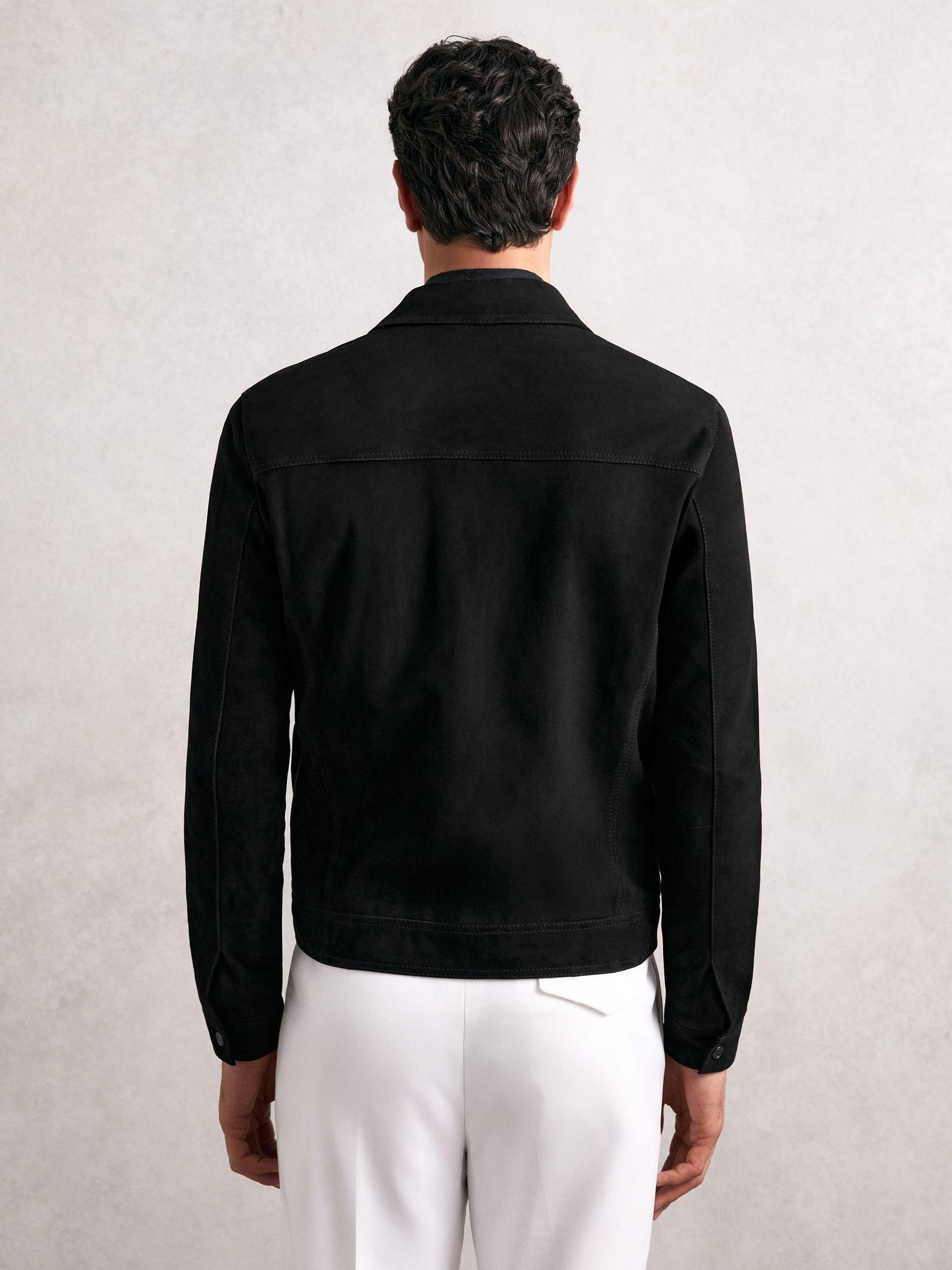 Suede Zip Through Jacket in Black Product Image