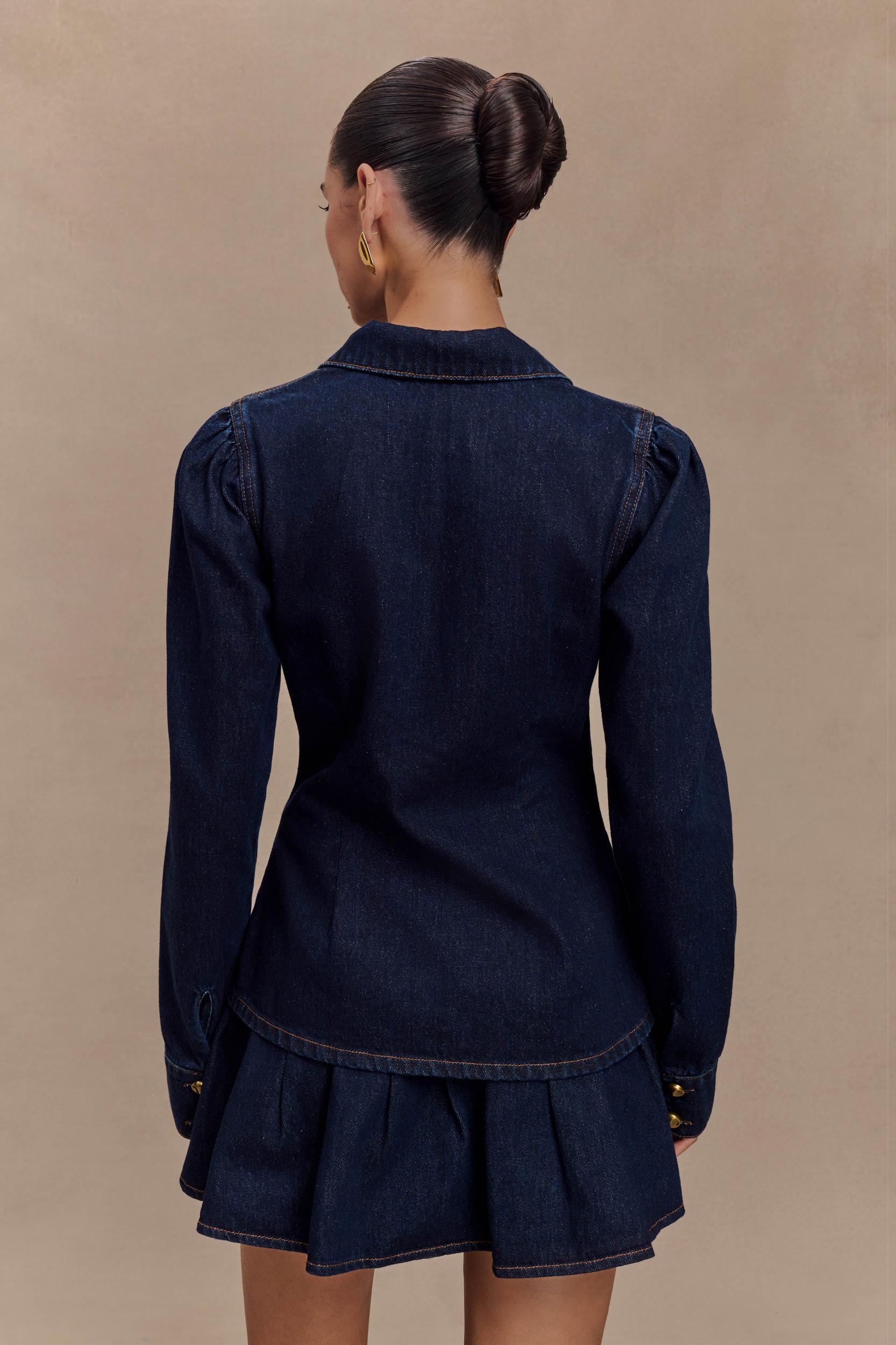 Hilary Long Sleeve Denim Top - Indigo Blue Product Image