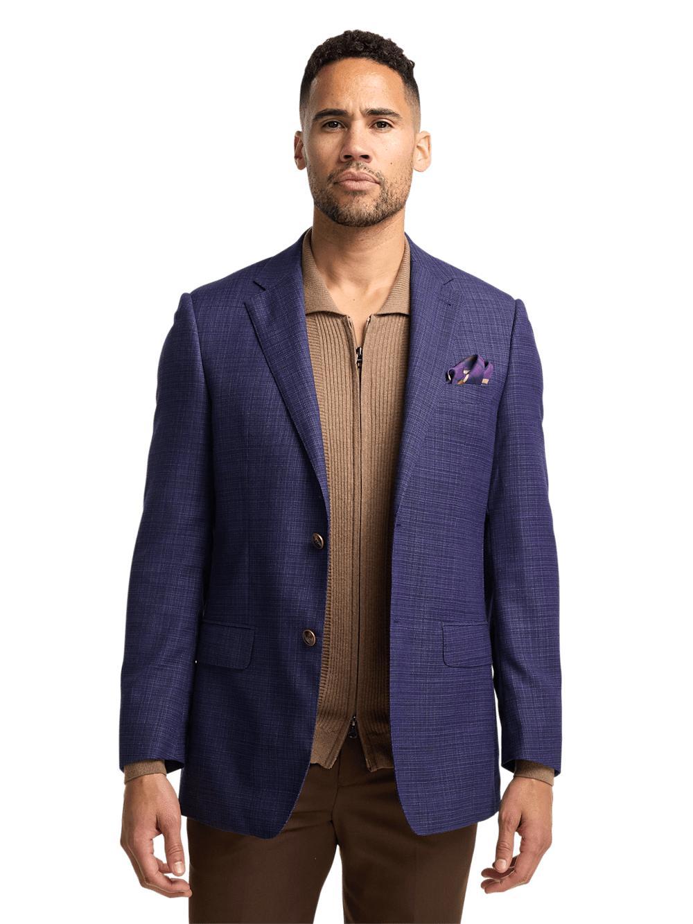 Wool Single Breasted Notch Lapel Sport Coat - Purple Product Image