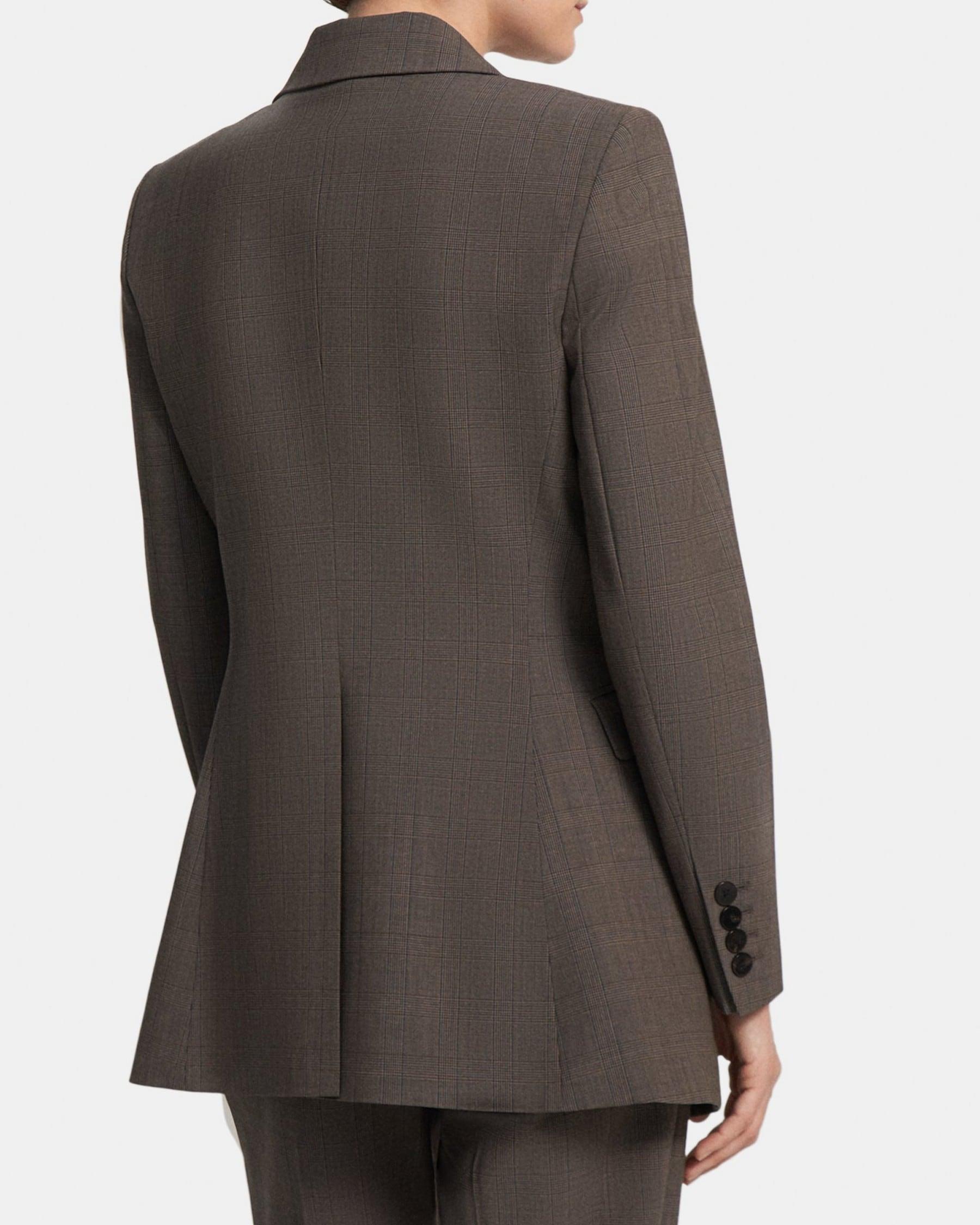 Single-Breasted Blazer in Plaid Stretch Wool Product Image