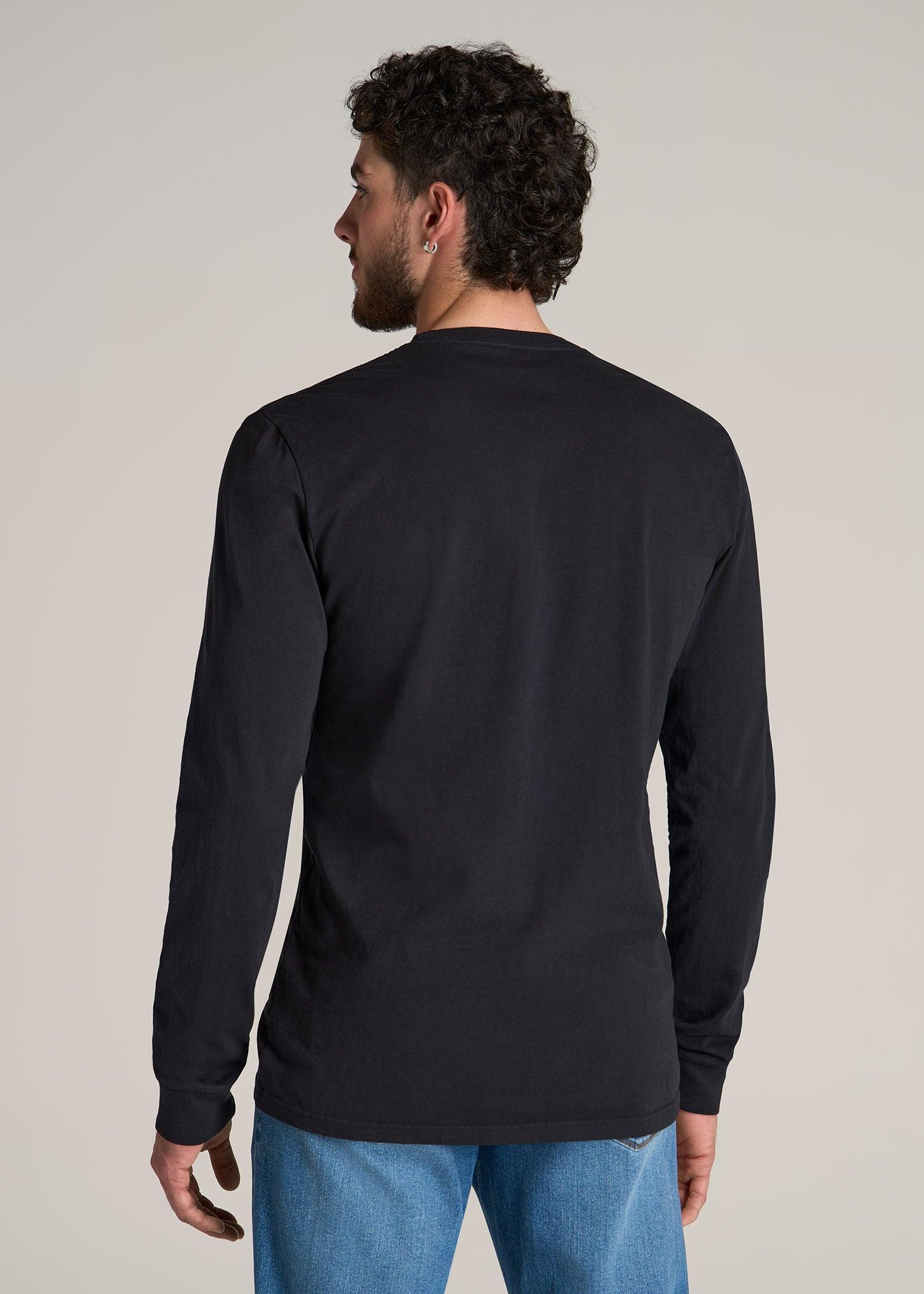 Garment Dyed Long Sleeve Pocket Tee for Tall Men in Black Male Product Image