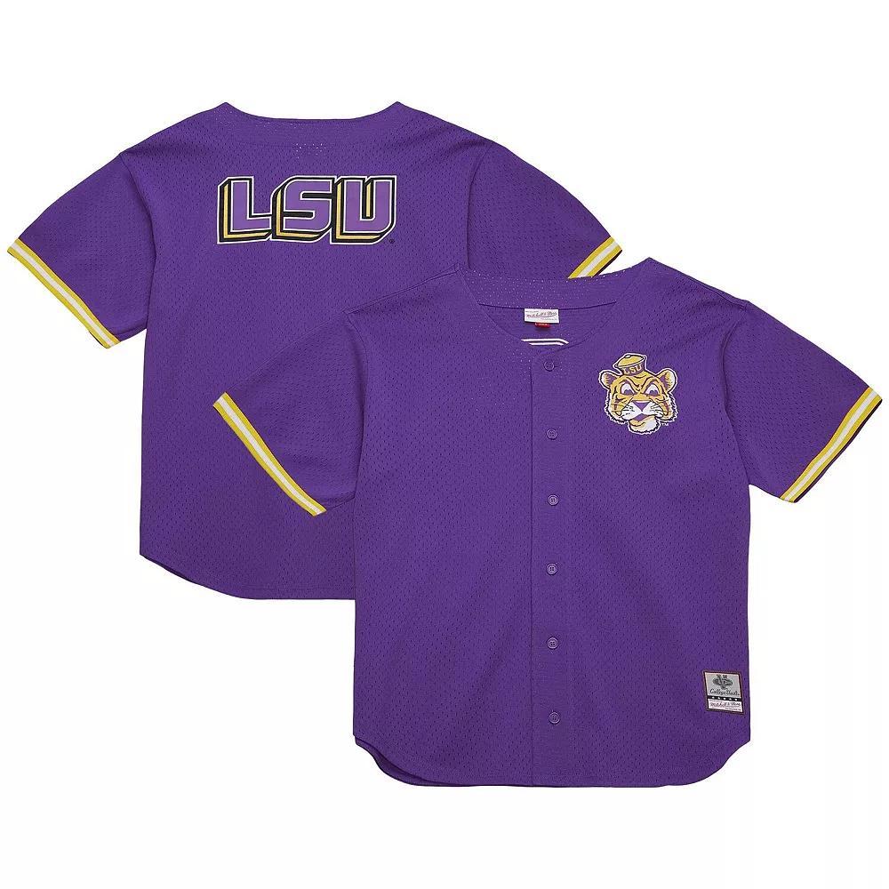 Men's Mitchell & Ness Purple LSU Tigers Game Time Vintage Mesh Button Front Top,  Product Image