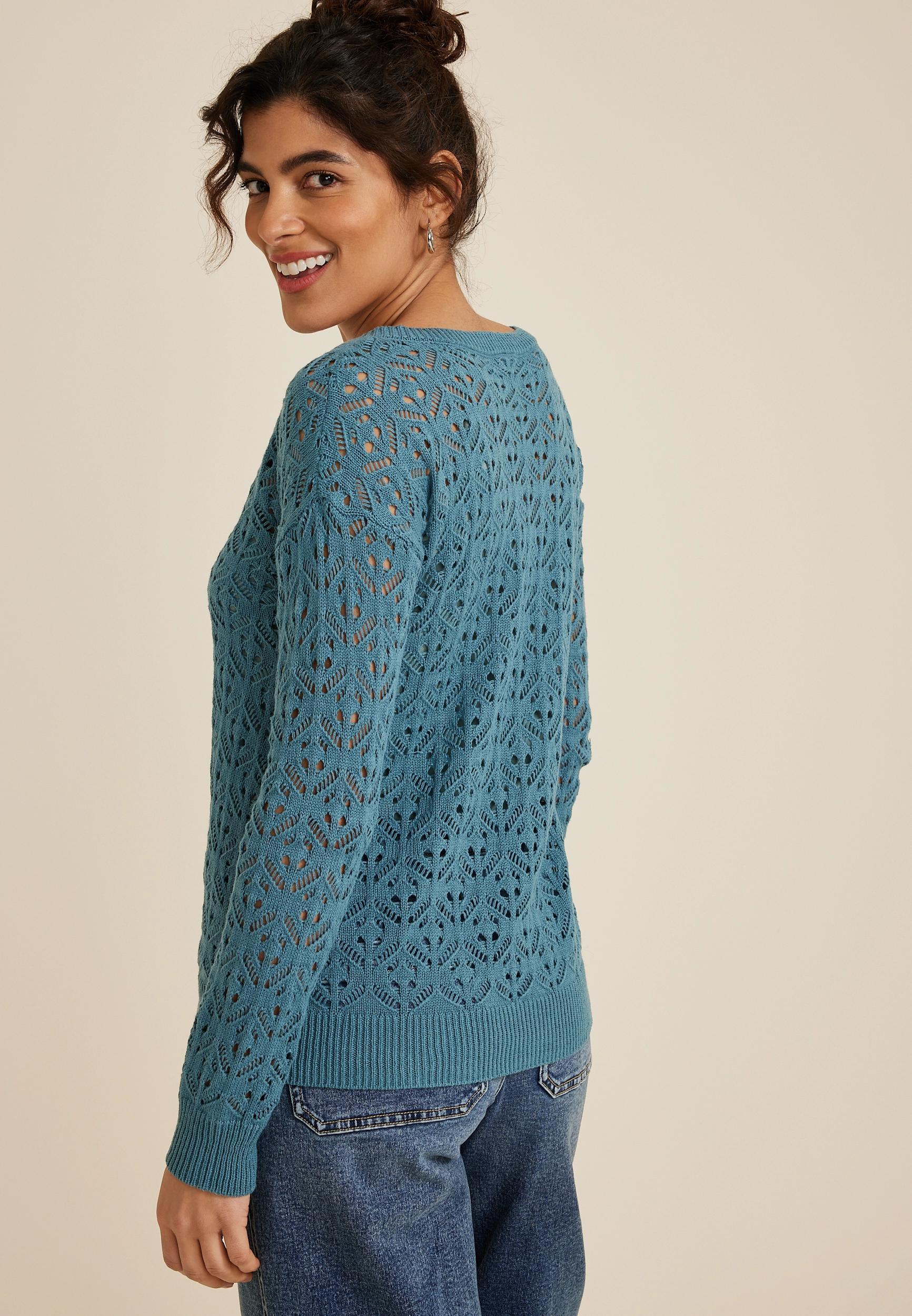 Open Knit V Neck Sweater Product Image