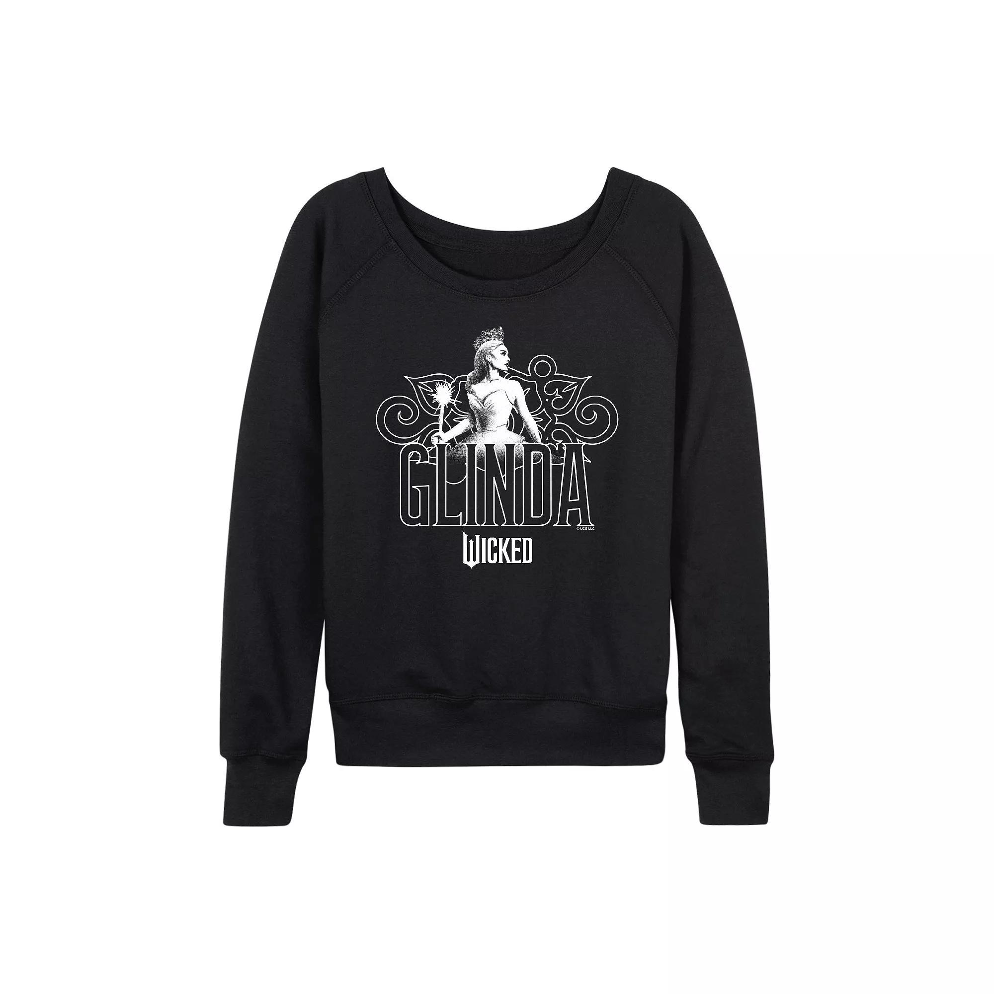 Women's Wicked Glinda Portrait French Terry Long Sleeve Tee, Size: XL, Black Product Image