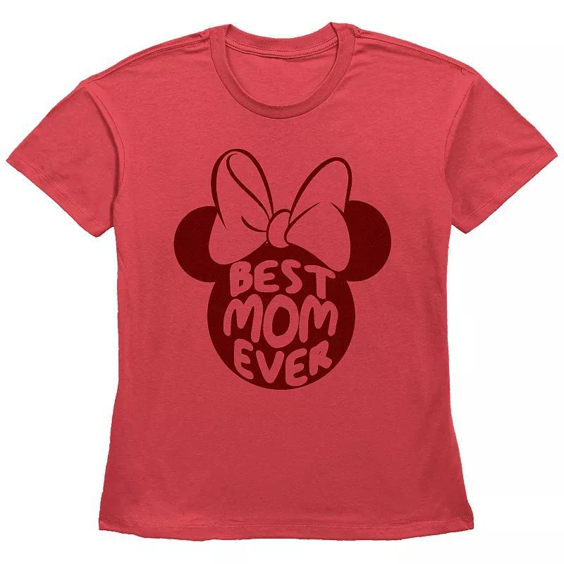 Disney's Minnie Mouse Juniors' Best Mom Ever Bow Silhouette Graphic Tee, Women's,  Product Image