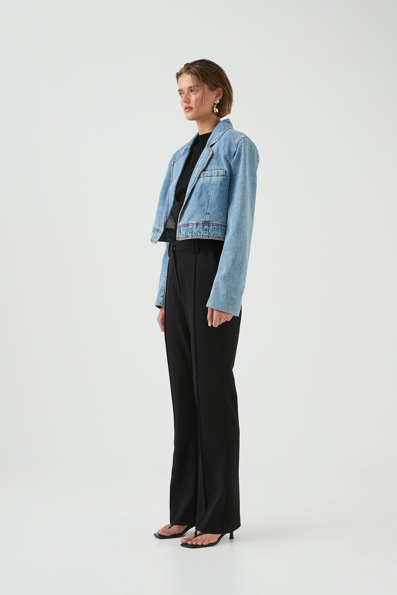 Juno Cropped Denim Blazer Product Image