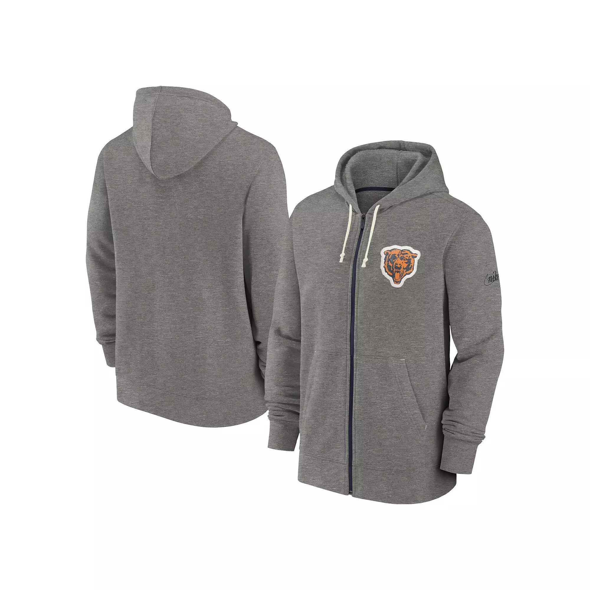 Men's Nike Heather Charcoal New England Patriots Historic Lifestyle Full-Zip Hoodie,  Product Image