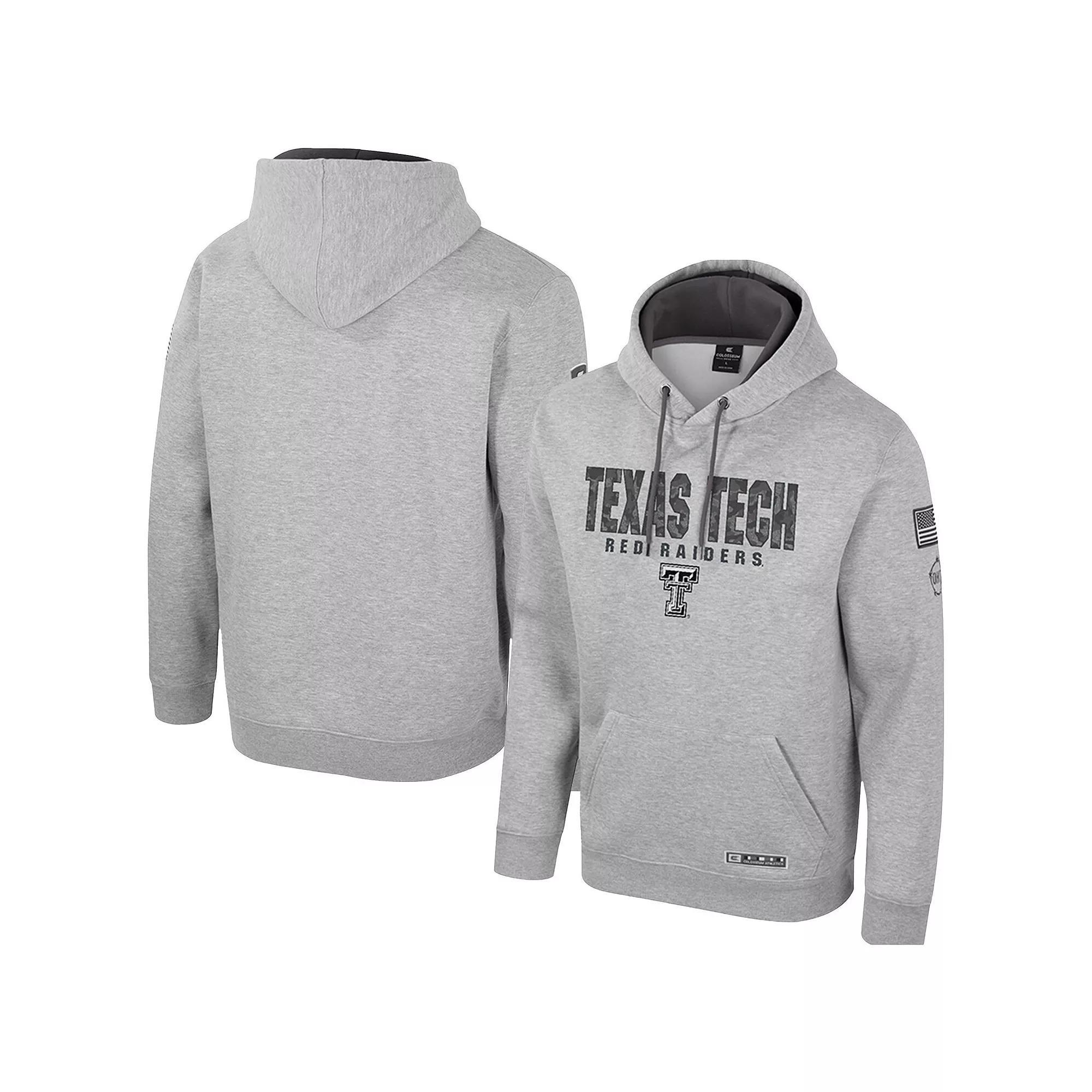 Men's Colosseum Heather Gray Texas Tech Red Raiders Oorah OHT Military Appreciation Pullover Hoodie,  Product Image