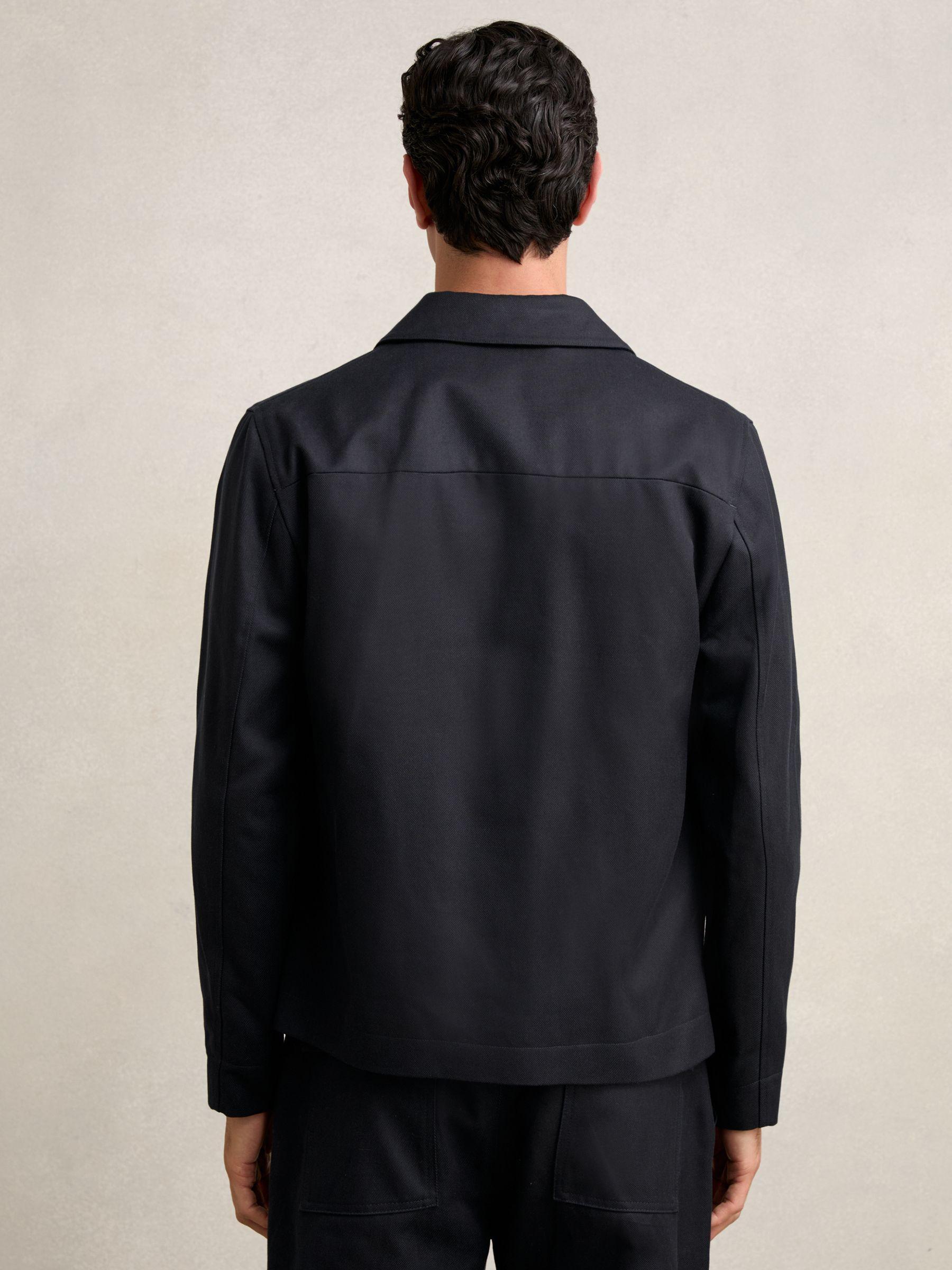 Lyocell-Cotton Zip-Through Twill Jacket in Navy Product Image