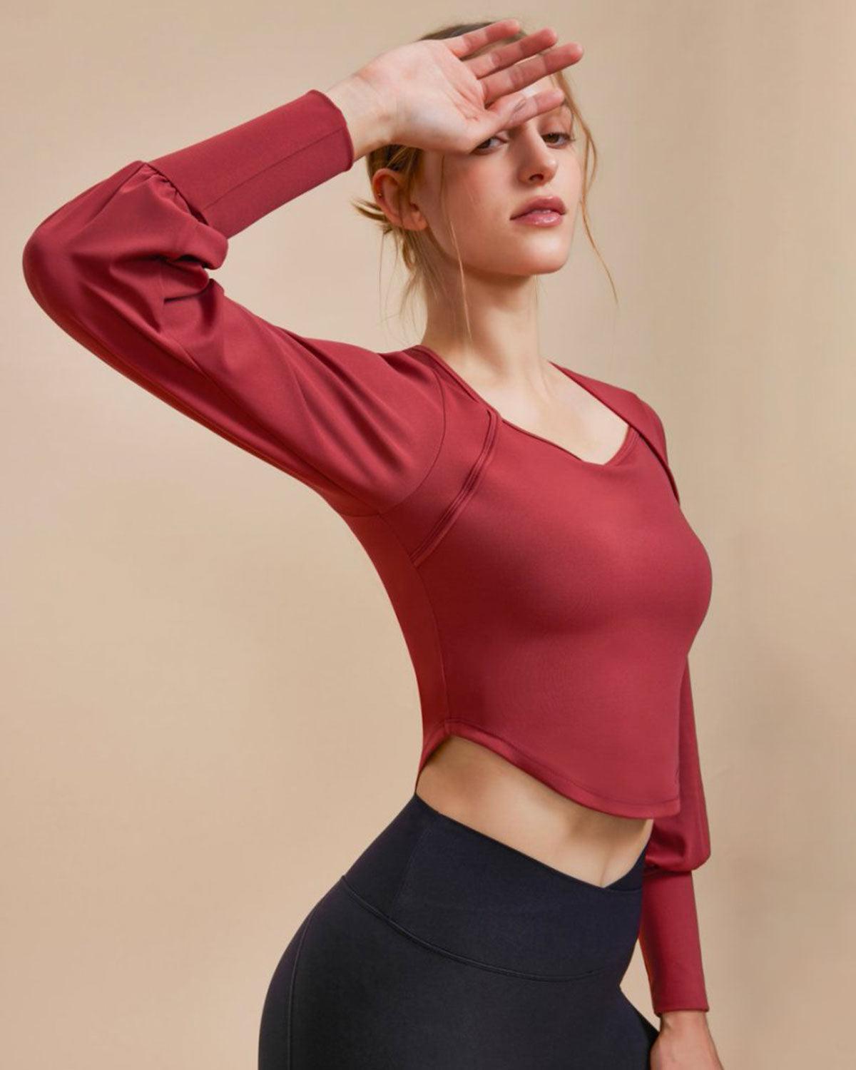 Red Round Neck Long Sleeve Top Product Image